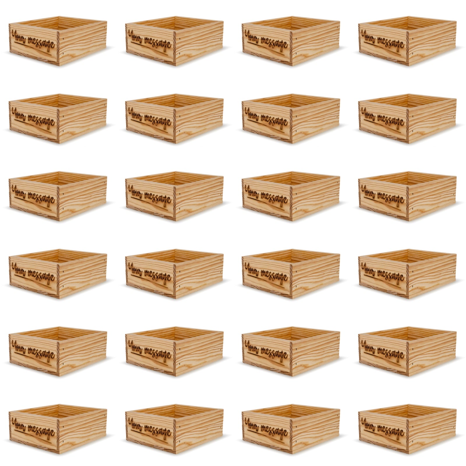 24 Small wooden crates with custom message 9x8x3.5
