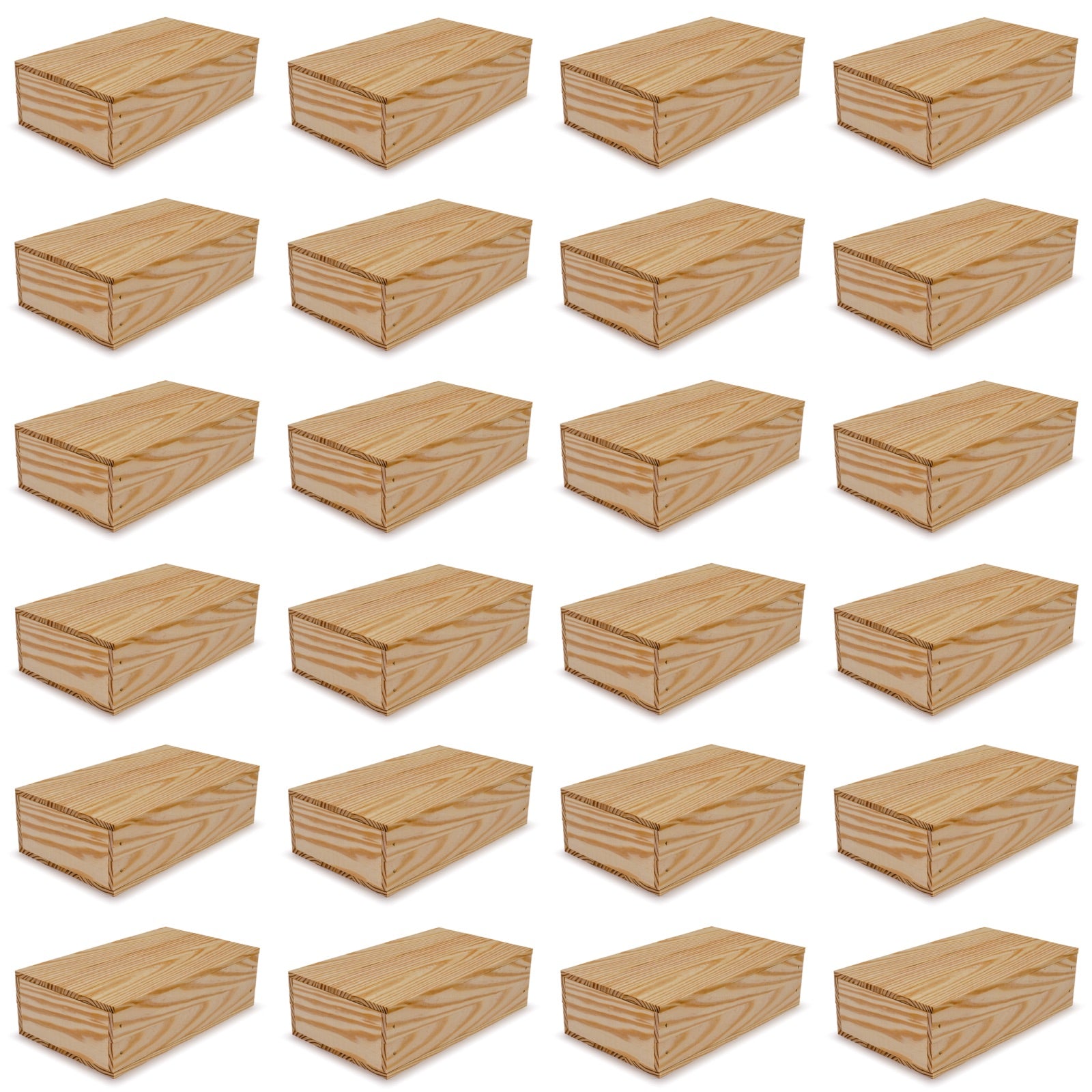 24 Small wooden crates with lid 13x7.5x3.5