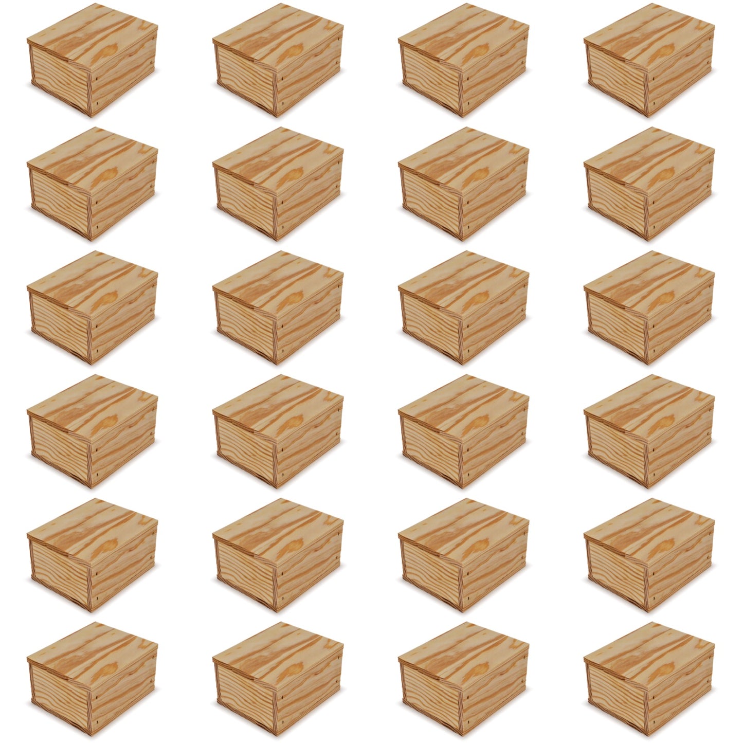 24 Small wooden crates with lid 5x4.5x2.75