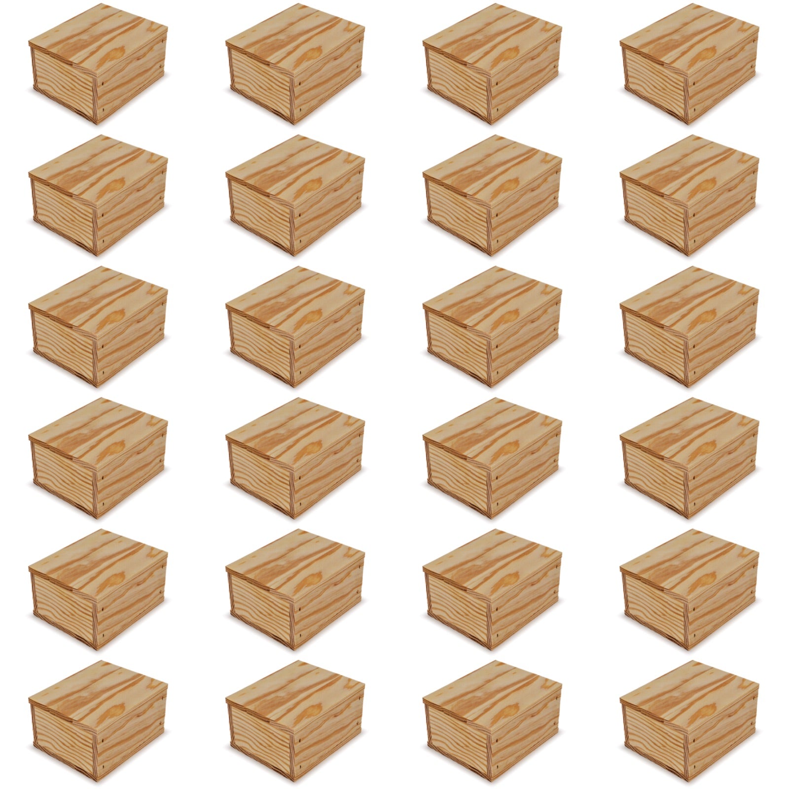 24 Small wooden crates with lid 5x4.5x2.75
