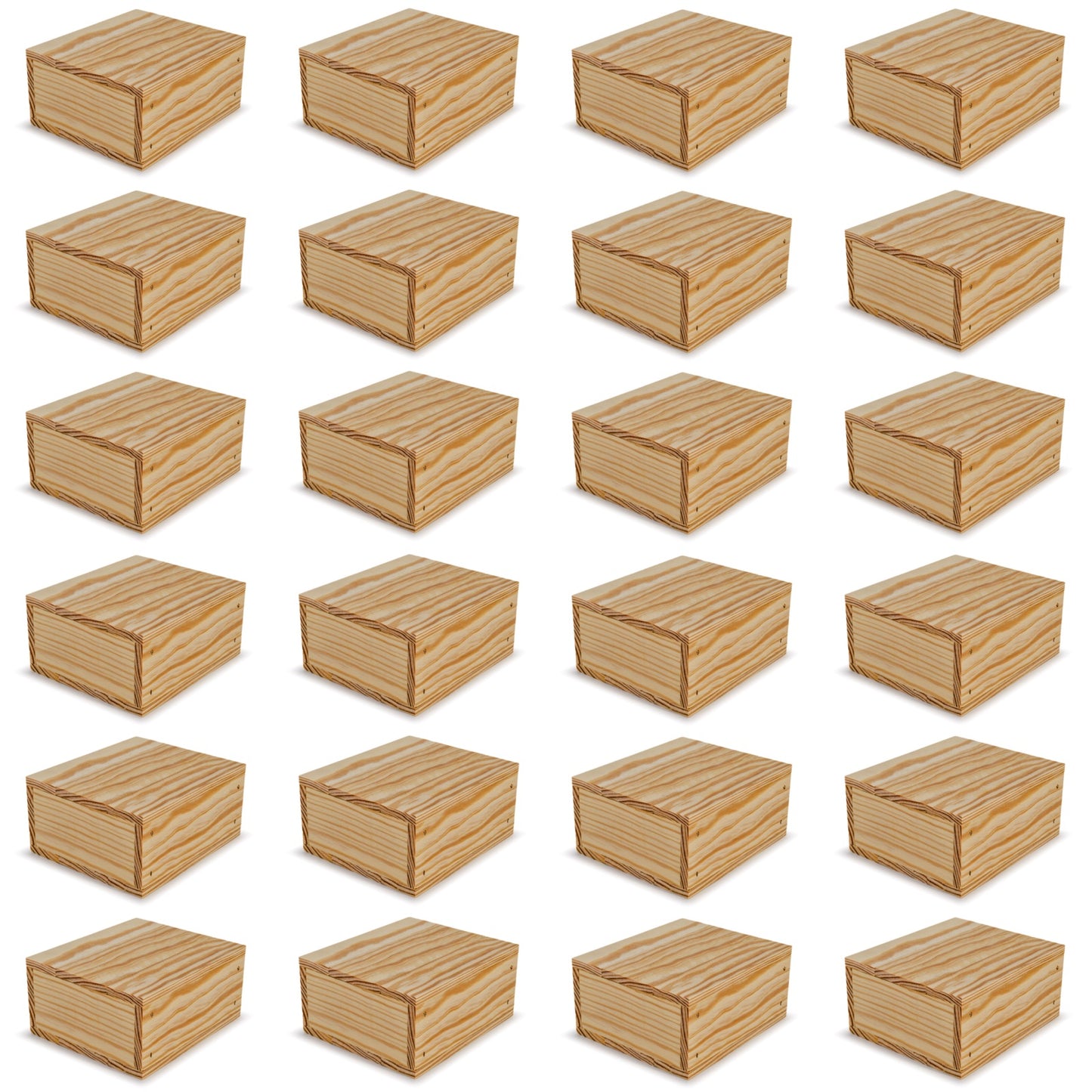 24 Small wooden crates with lid 6x5.5x2.75