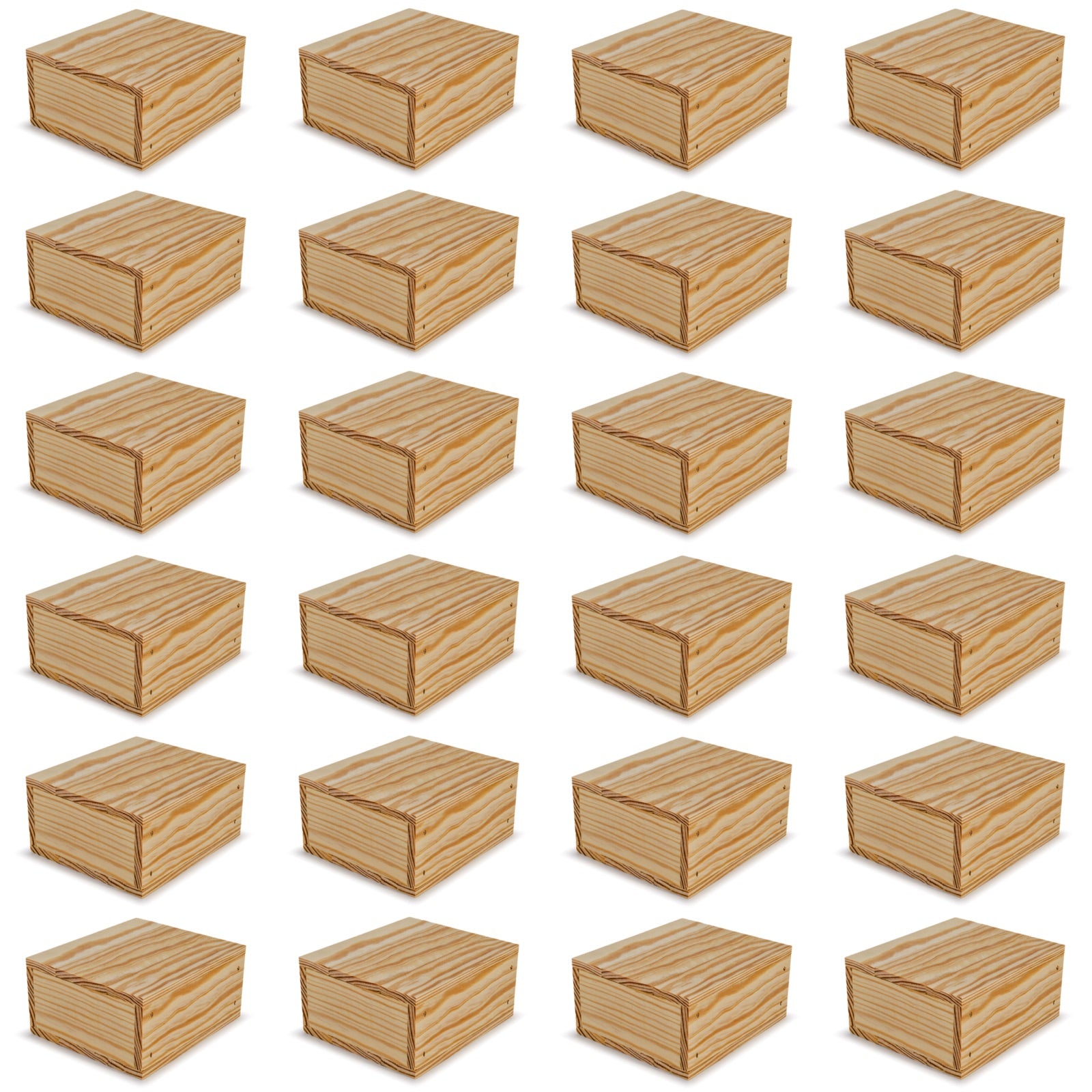 24 Small wooden crates with lid 6x5.5x2.75
