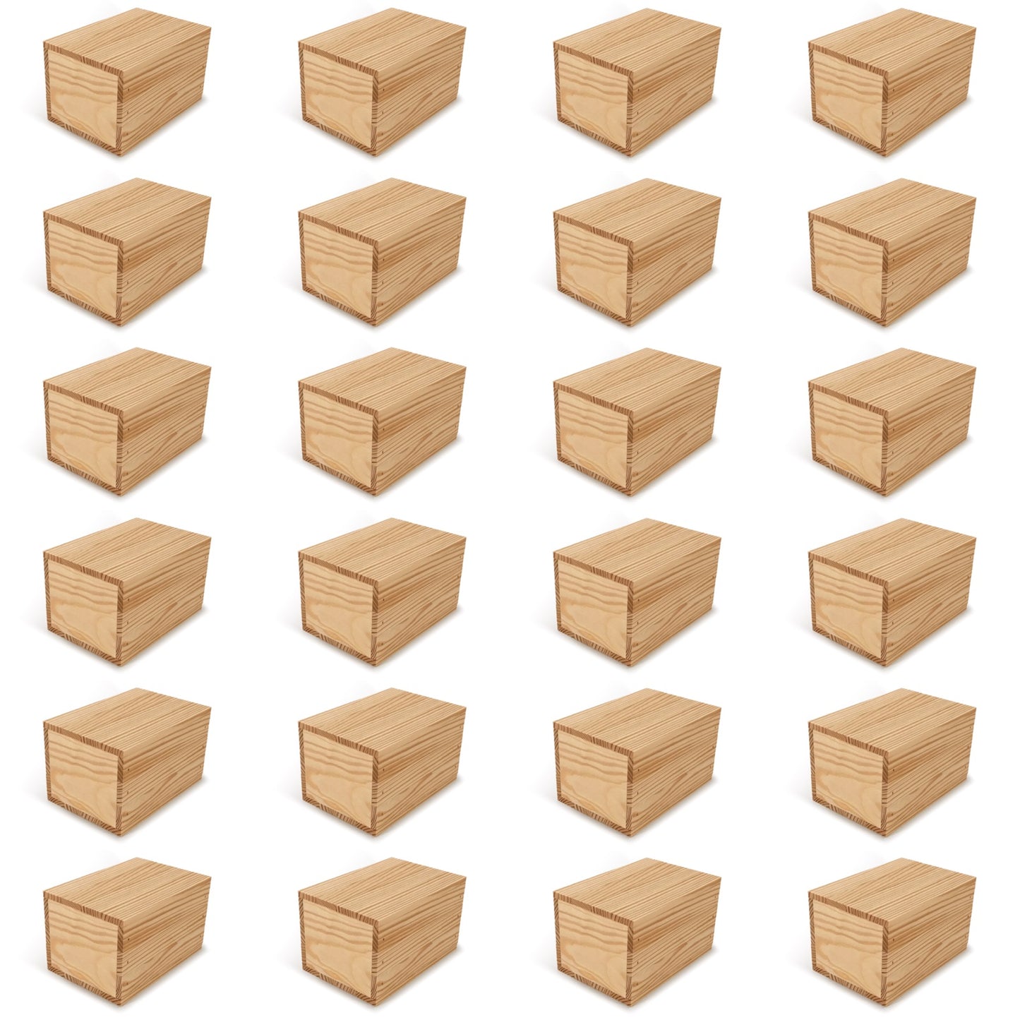 24 Small wooden crates with lid 7x5x4.25