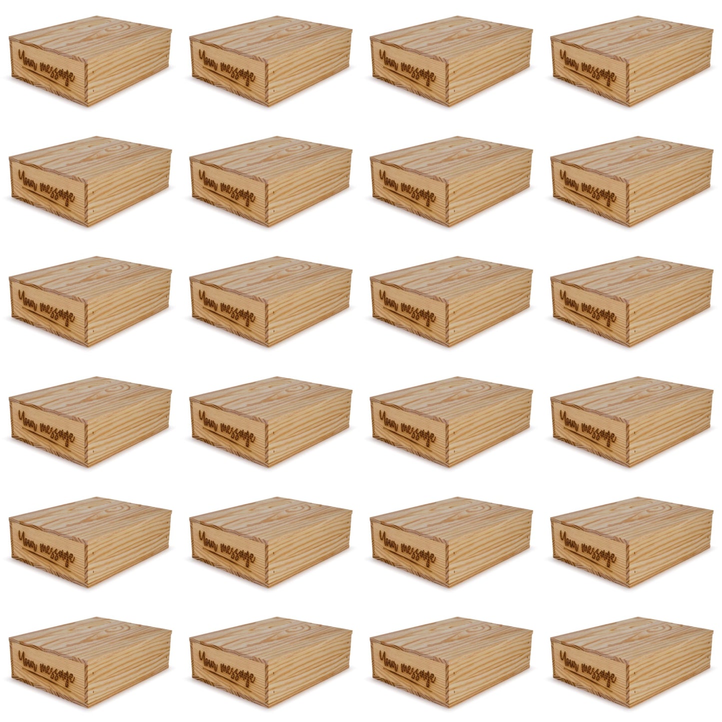 24 Small wooden crates with lid custom message 12x9.75x3.5