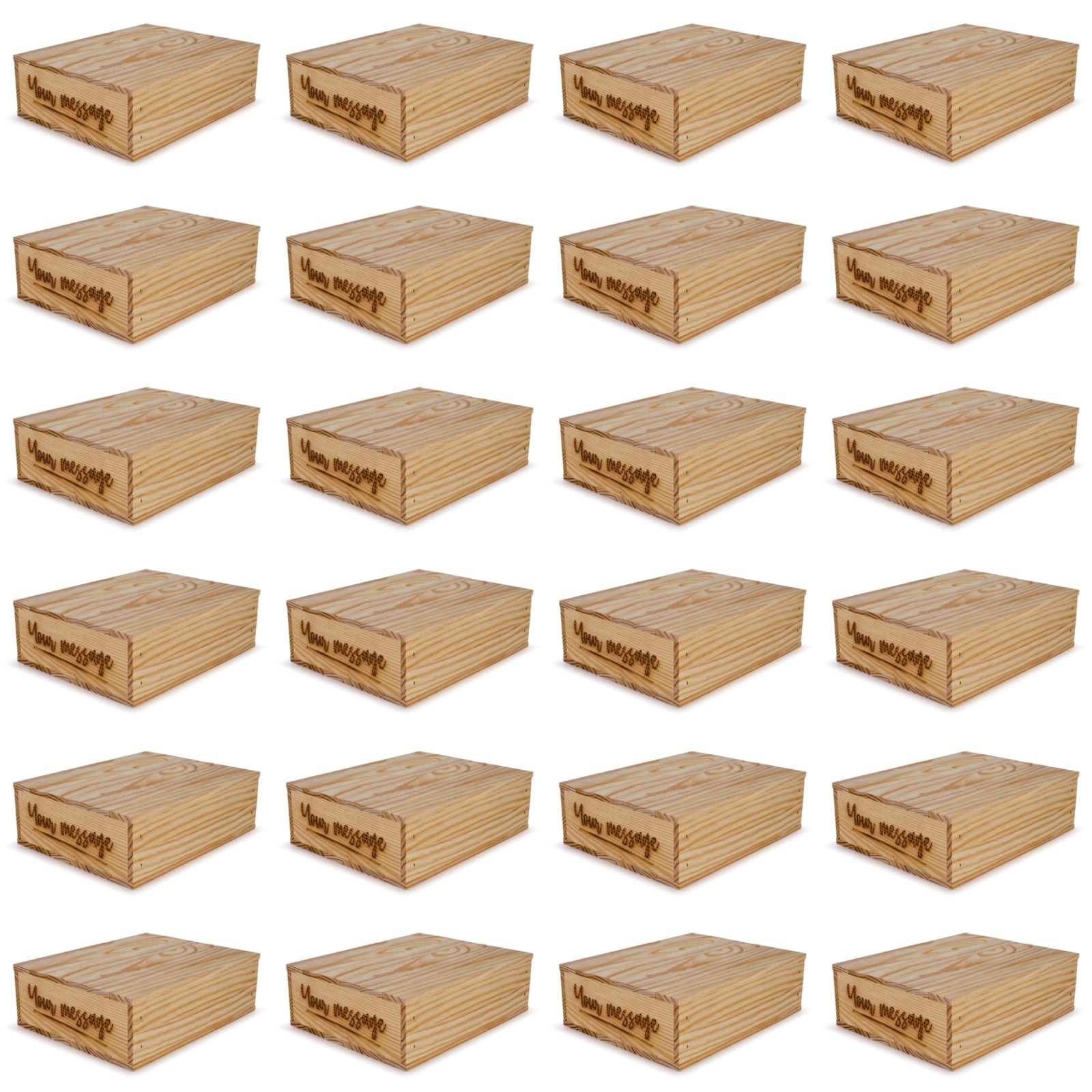 24 Small wooden crates with lid custom message 12x9.75x3.5