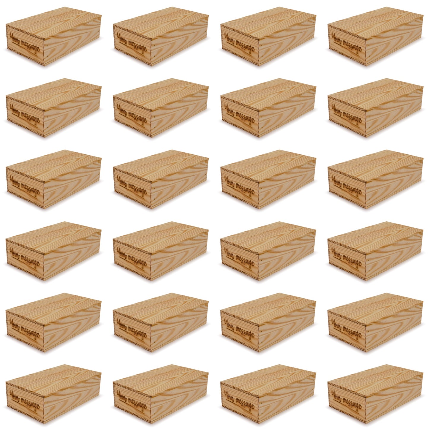 24 Small wooden crates with lid and custom message 13x7.5x3.5