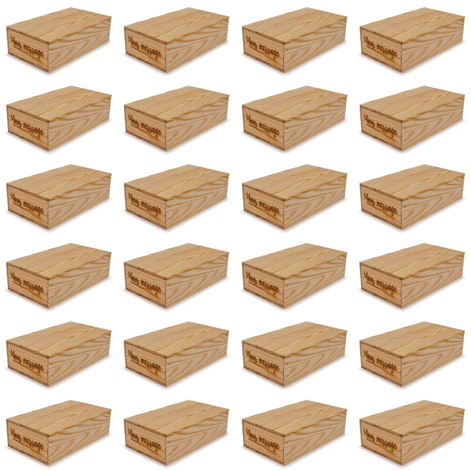 24 Small wooden crates with lid and custom message 13x7.5x3.5