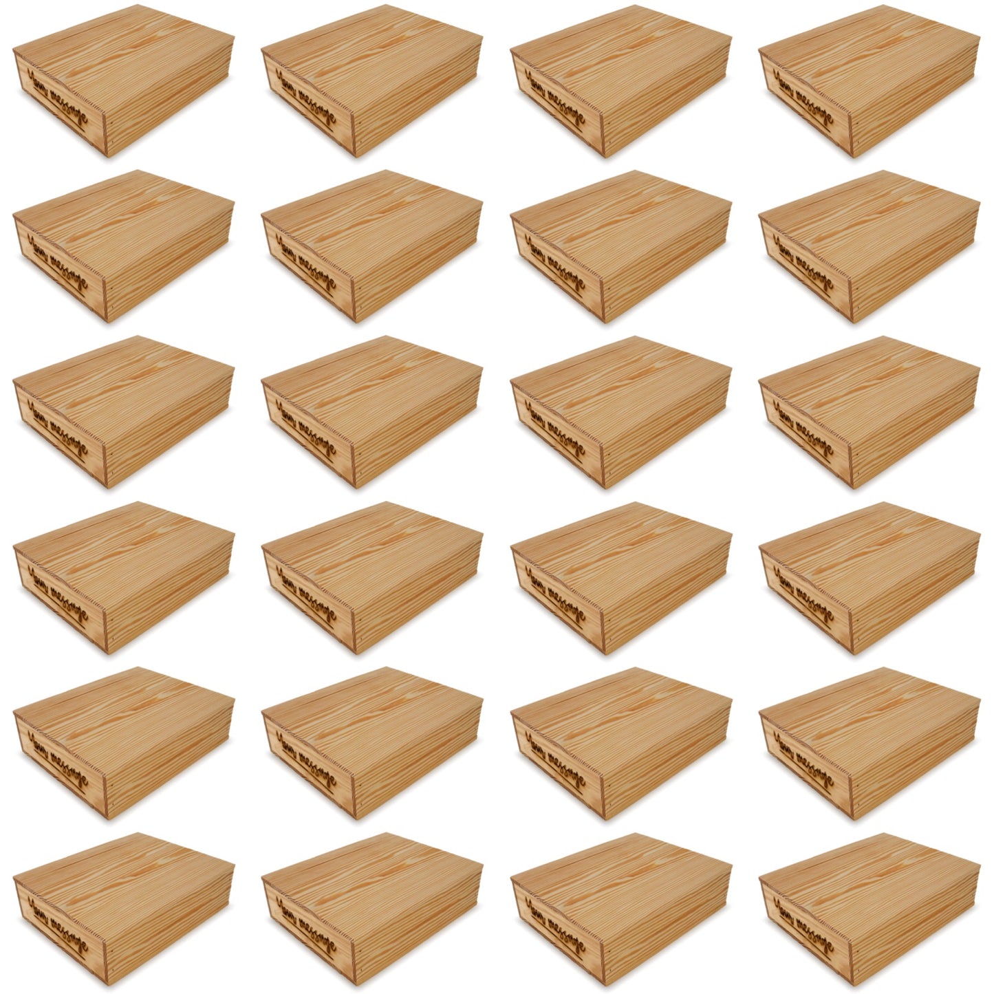 24 Small wooden crates with lid and custom message 14x11.5x3.5