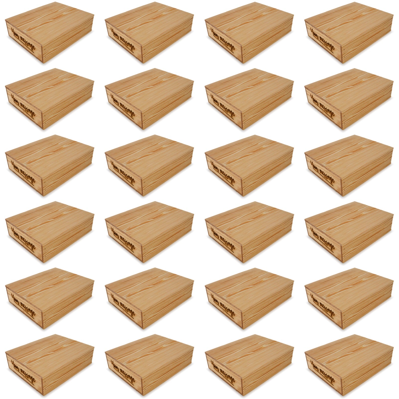 24 Small wooden crates with lid and custom message 14x11.5x3.5