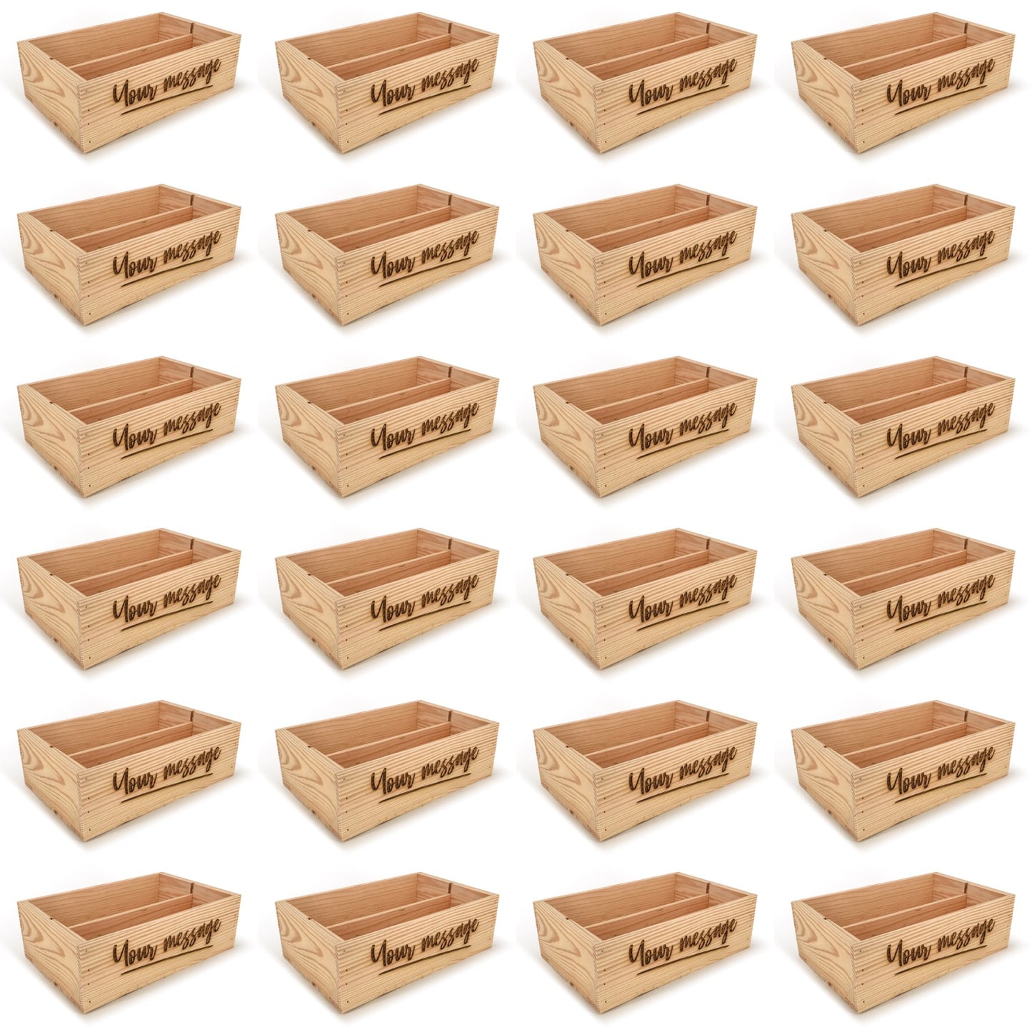 24 Two Bottle Wine Crate Boxes with Custom Message 14x9x4.5