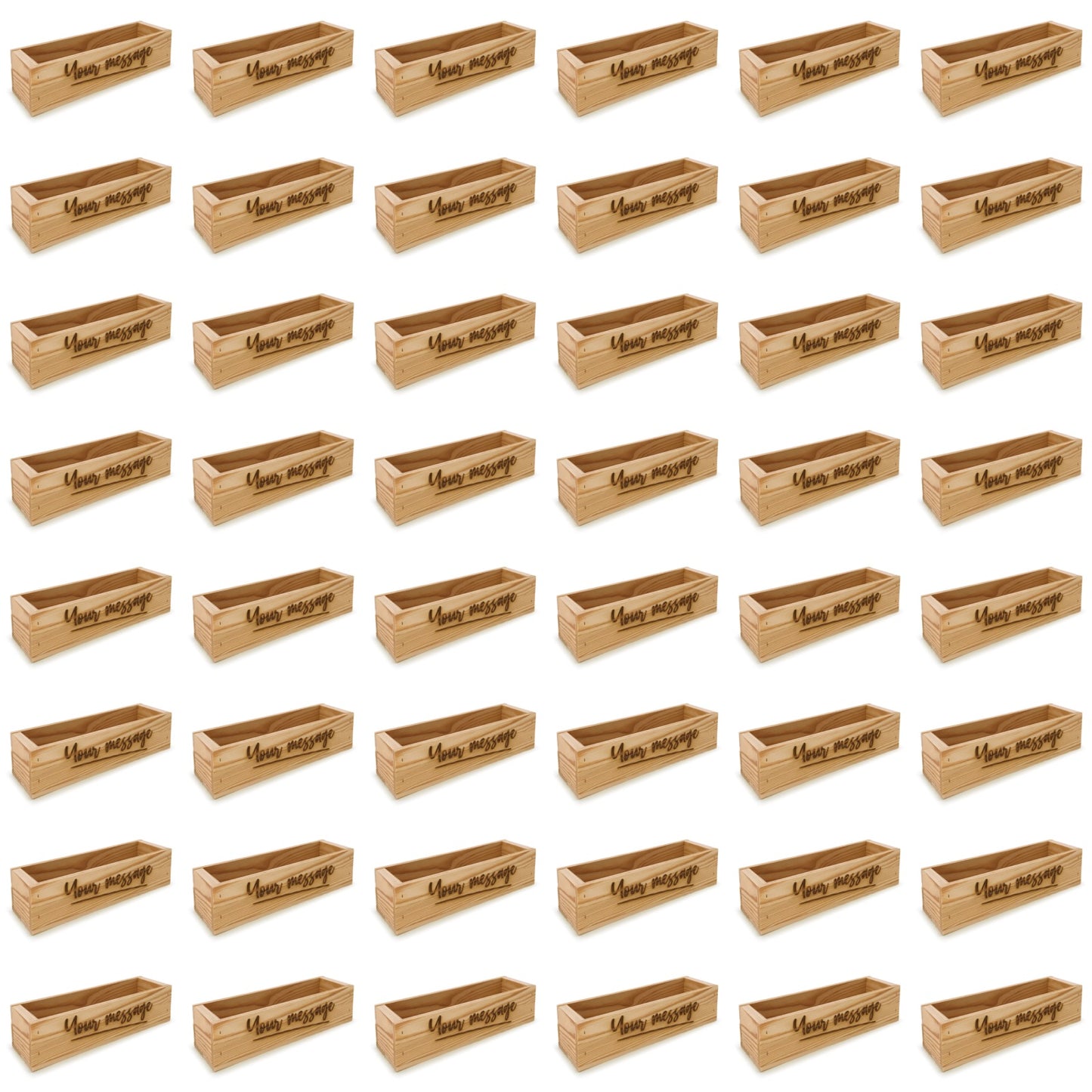 48 Single bottle wine crates with custom message 13x3.5x3.5