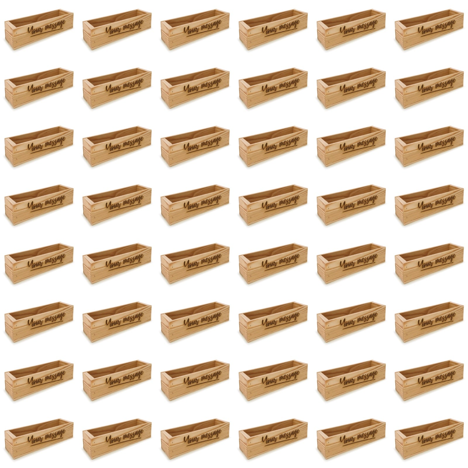 48 Single bottle wine crates with custom message 13x3.5x3.5