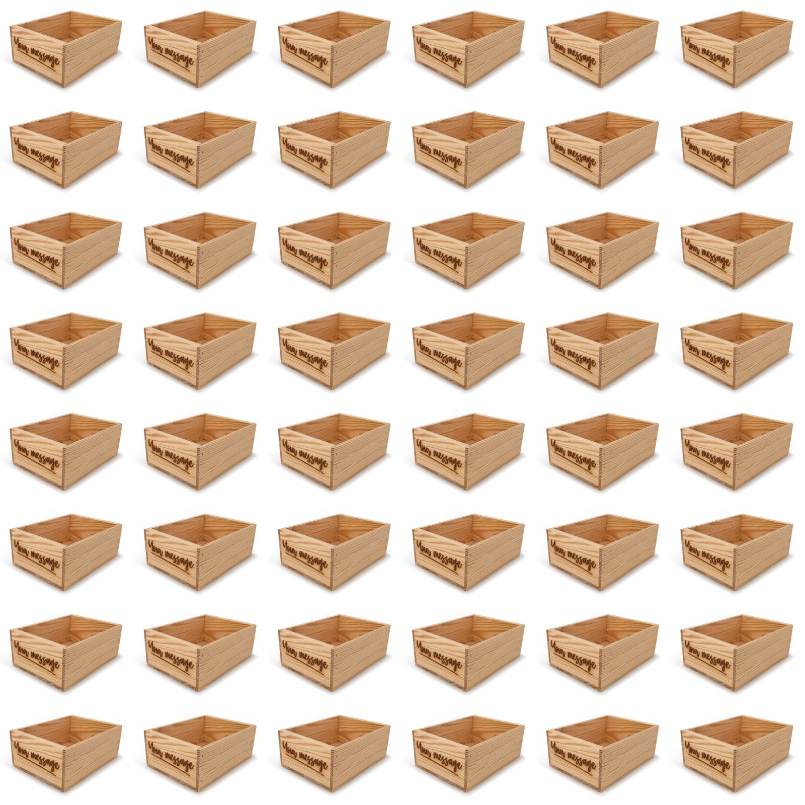 48 Small wooden crates with custom message 10x8x4.25