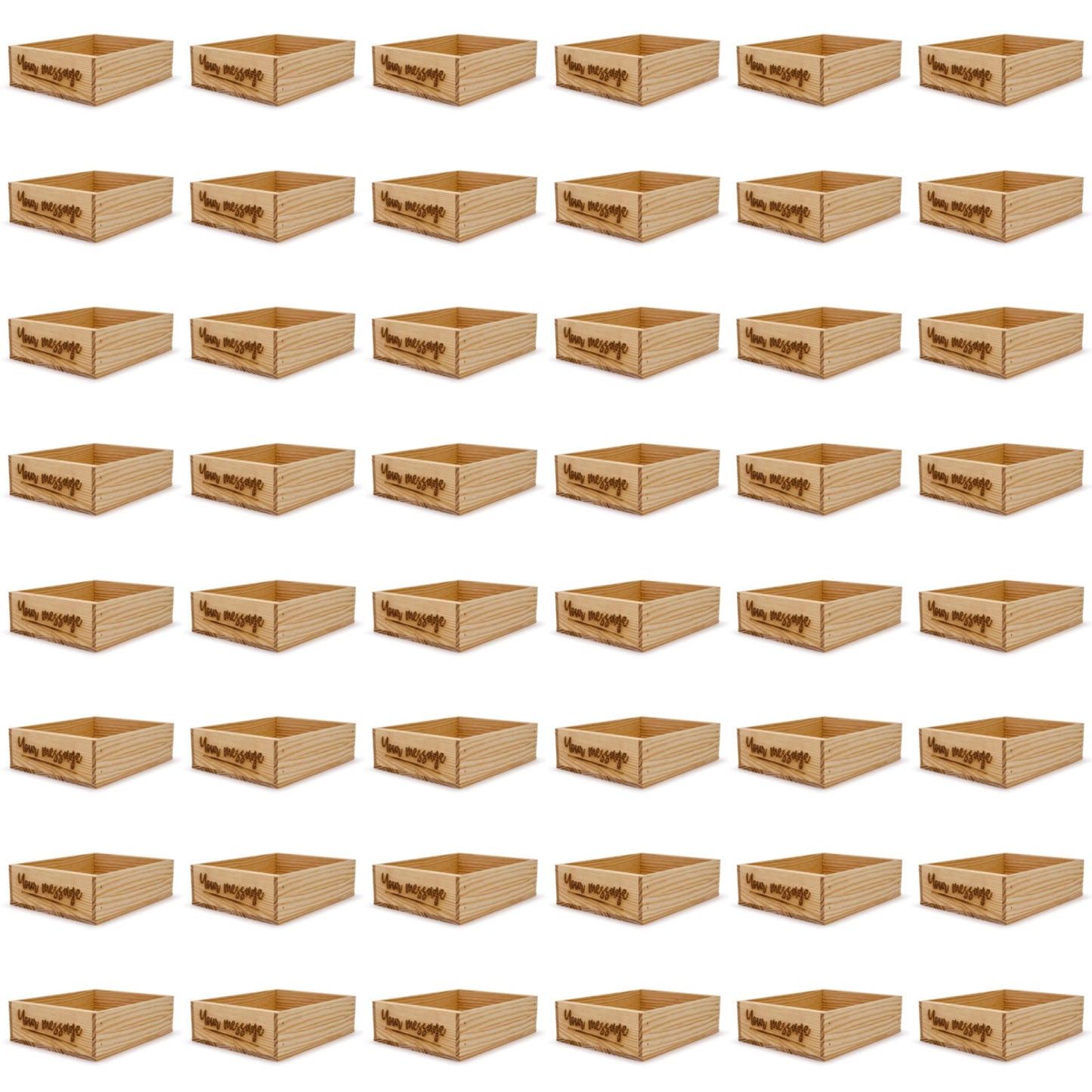 48 Small wooden crates with custom message 12x9.75x3.5