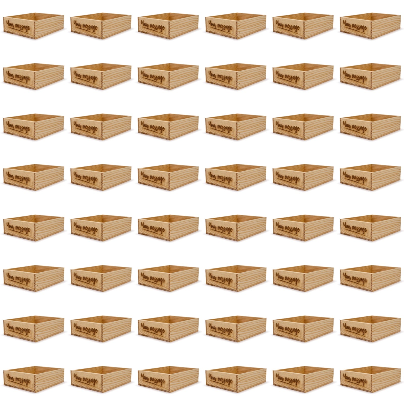48 Small wooden crates with custom message 12x9.75x3.5