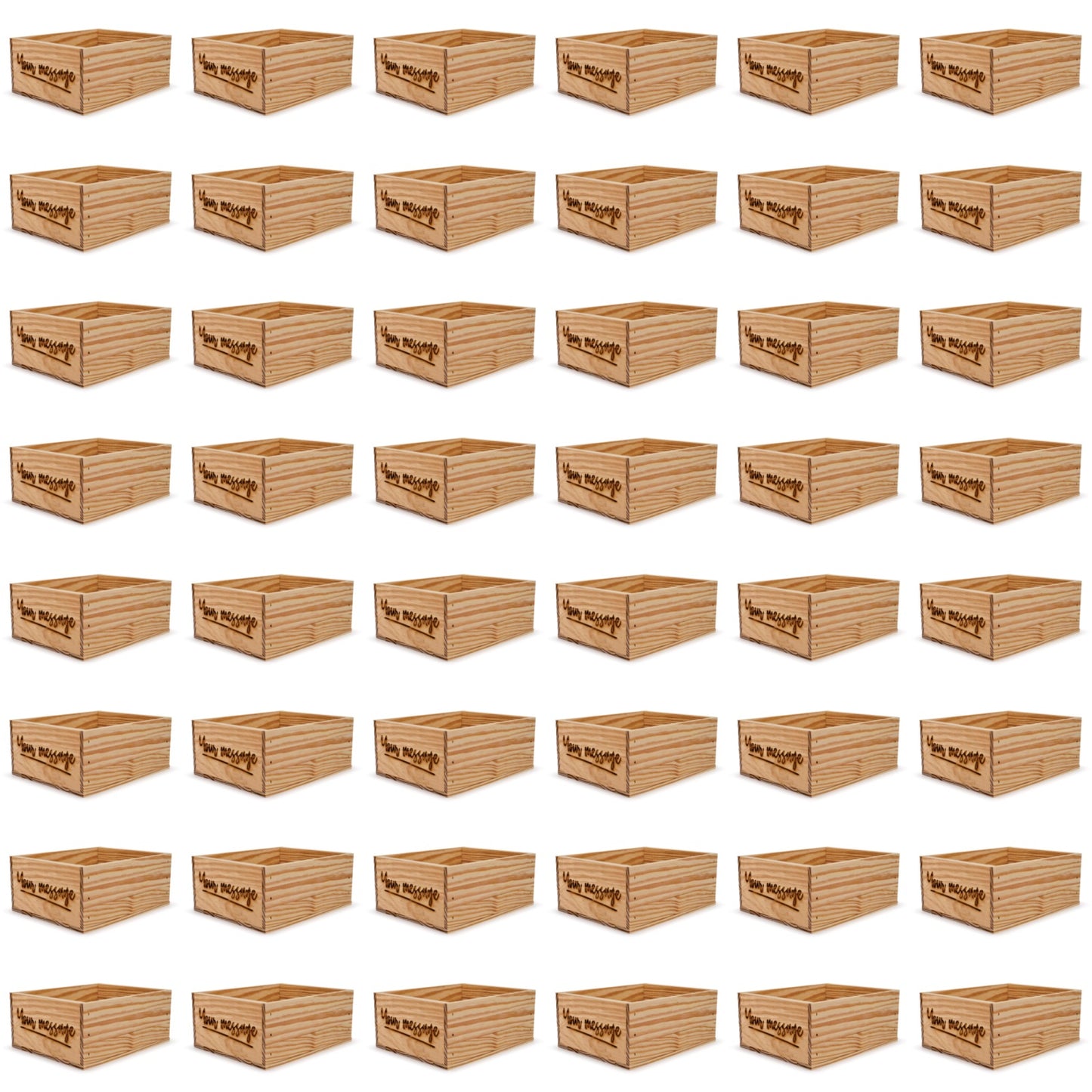 48 Small wooden crates with custom message 12x9.75x5.25