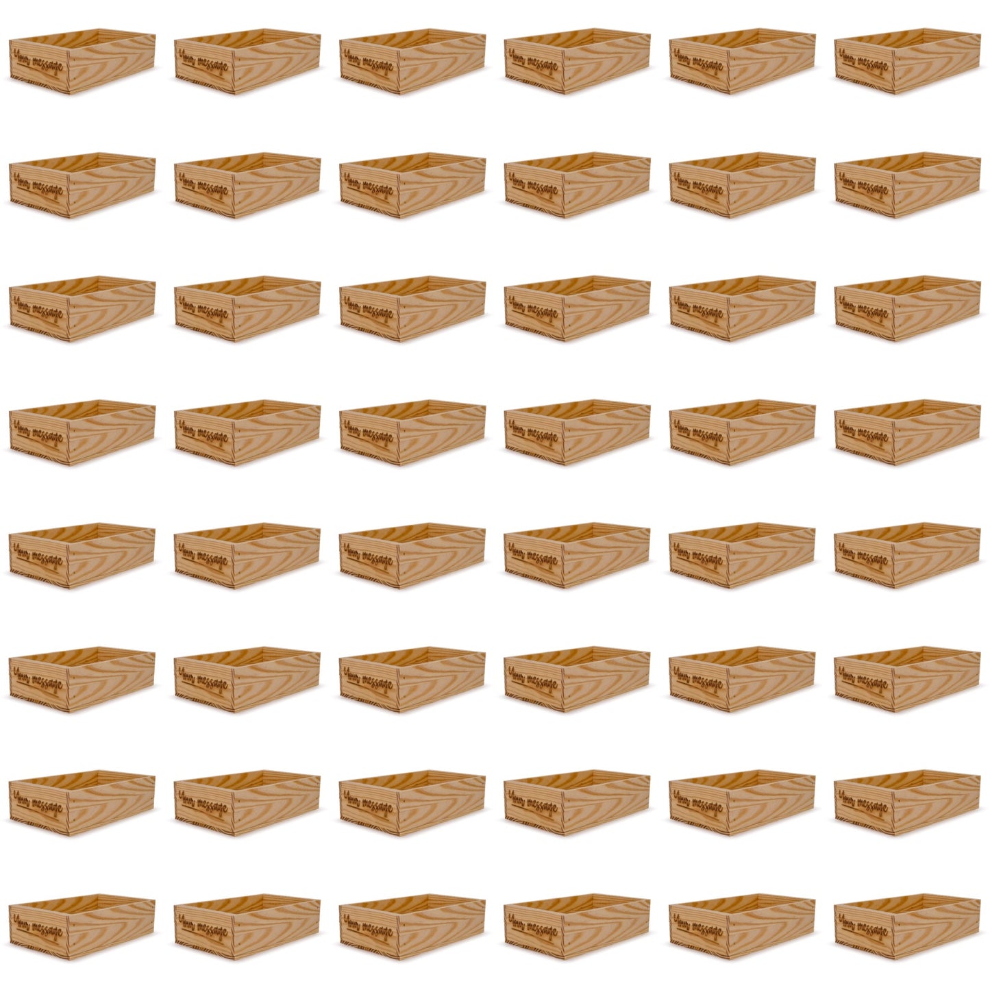 48 Small wooden crates with custom message 13x7.5x3.5