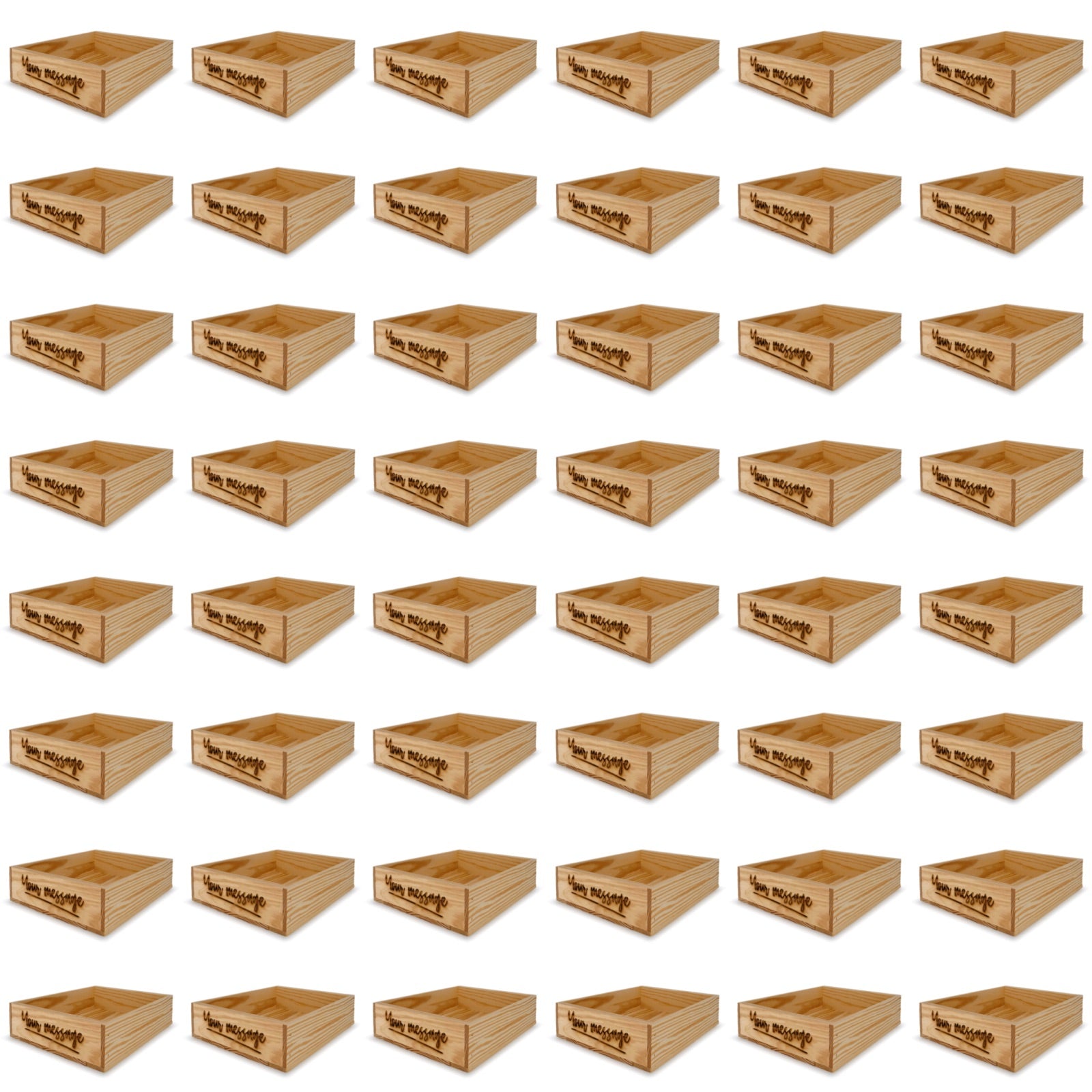 48 Small wooden crates with custom message 14x11.5x3.5