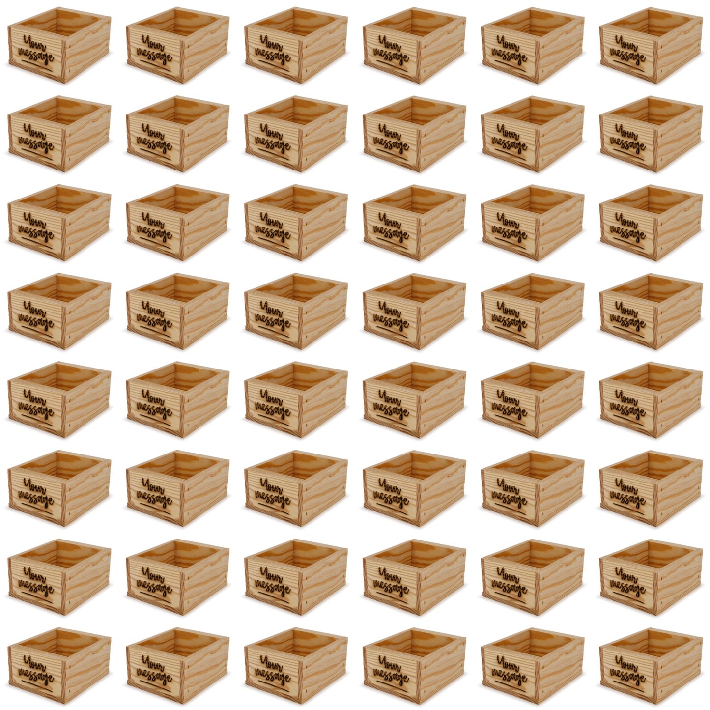 48 Small wooden crates with custom message 5x4.5x2.75