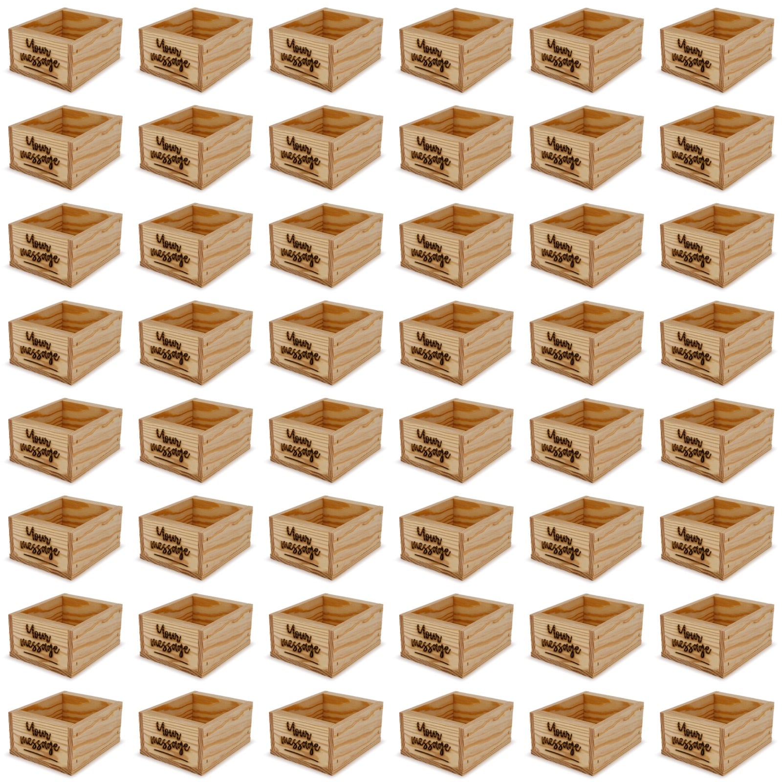48 Small wooden crates with custom message 5x4.5x2.75