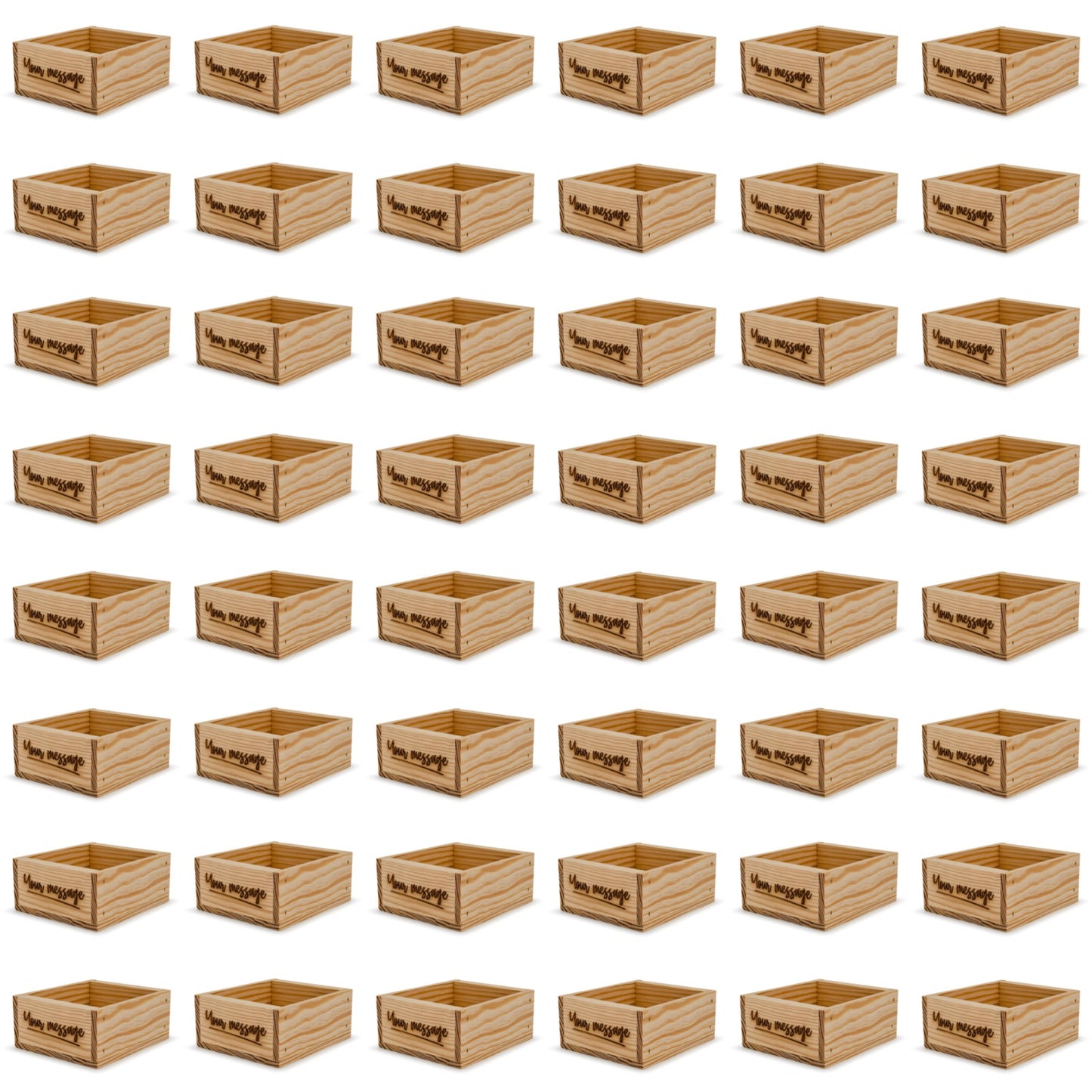 48 Small wooden crates with custom message 6x5.5x2.75