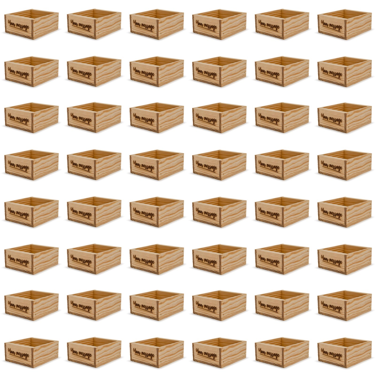 48 Small wooden crates with custom message 6x5.5x2.75