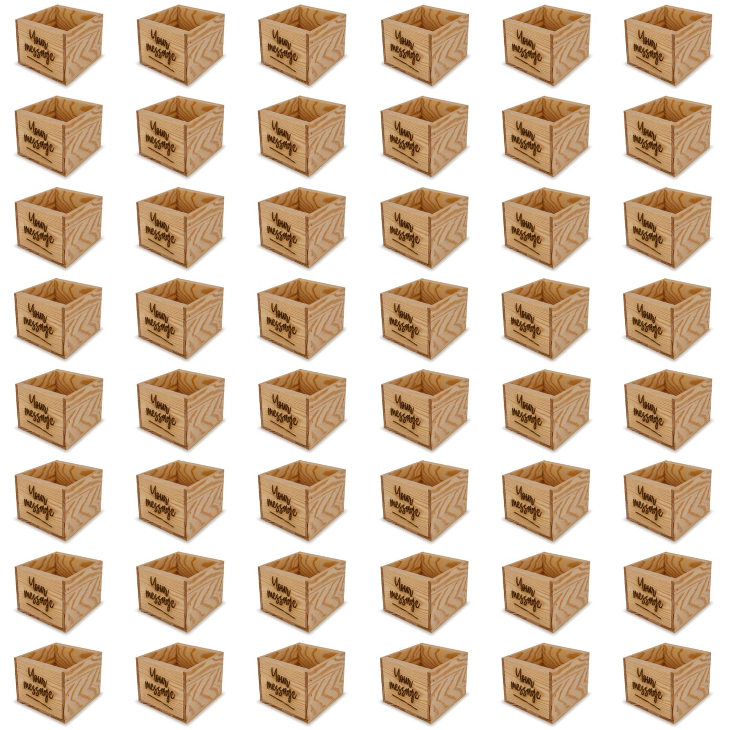 48 Small wooden crates with custom message 6x6.25x5.25