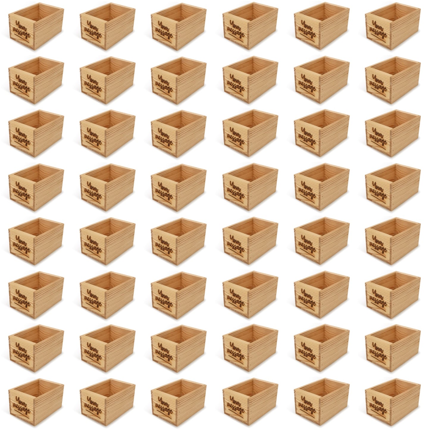 48 Small wooden crates with custom message 7x5x4.25