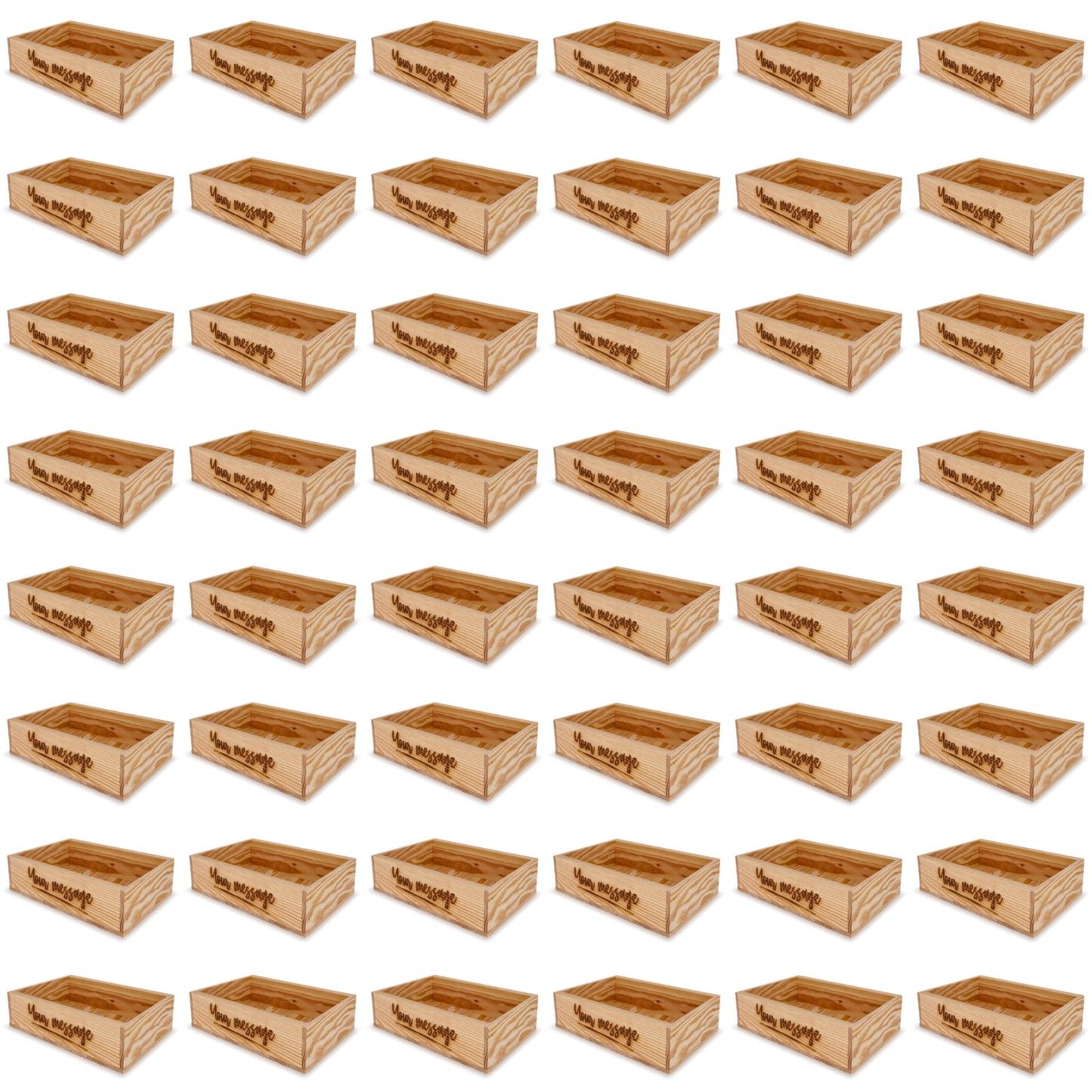 48 Small wooden crates with custom message 8x13.25x3.5