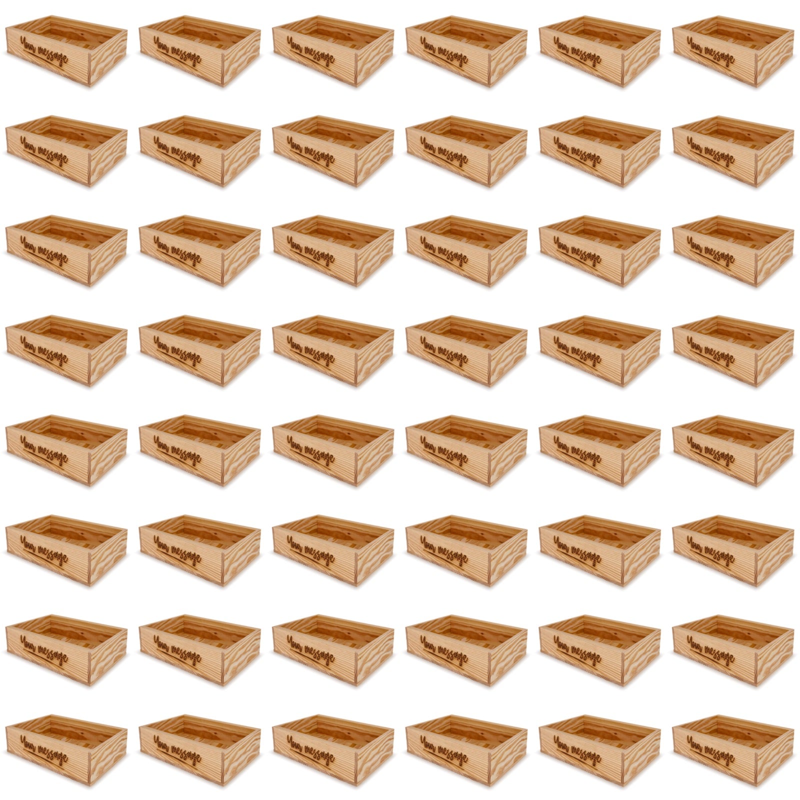48 Small wooden crates with custom message 8x13.25x3.5