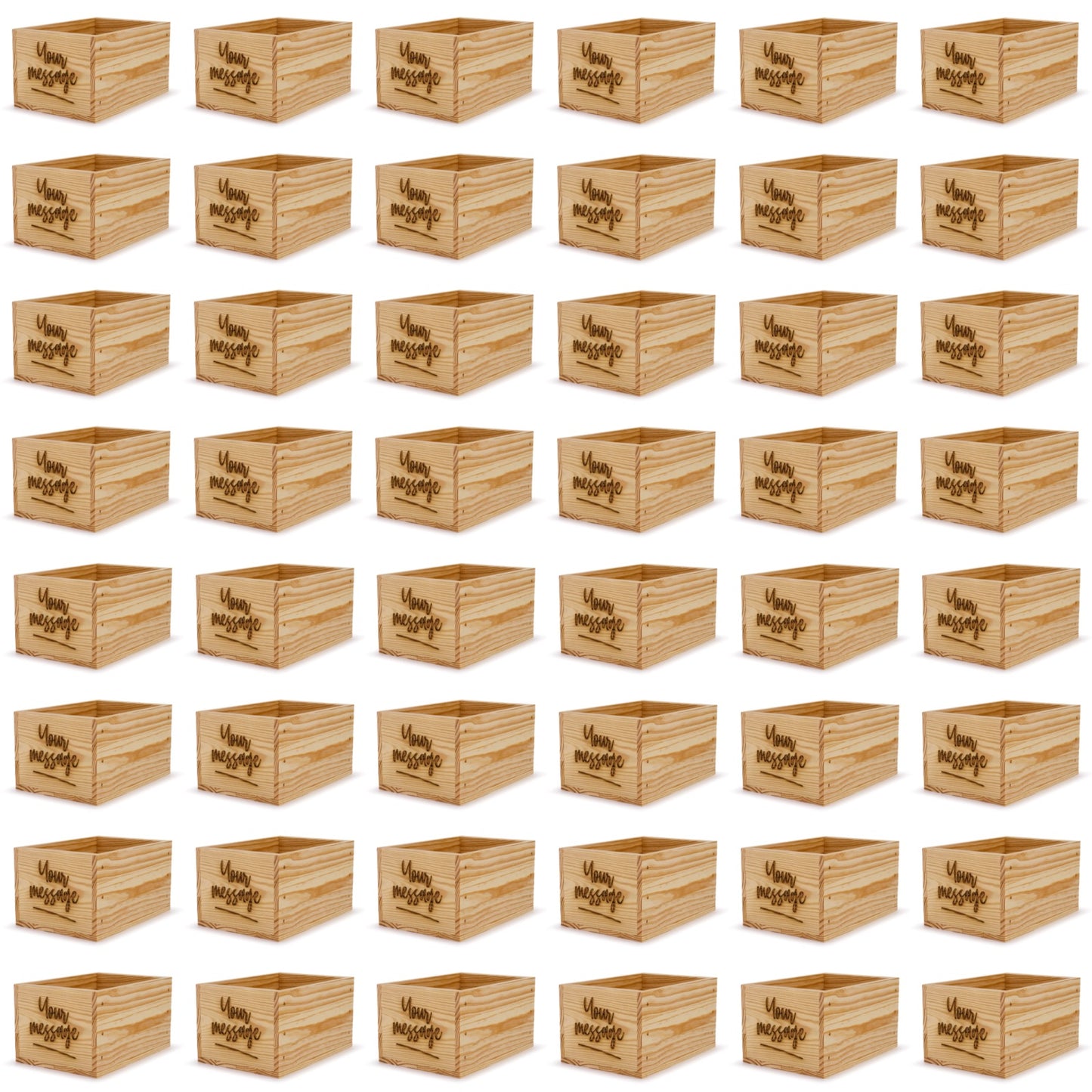 48 Small wooden crates with custom message 9x6.25x5.25
