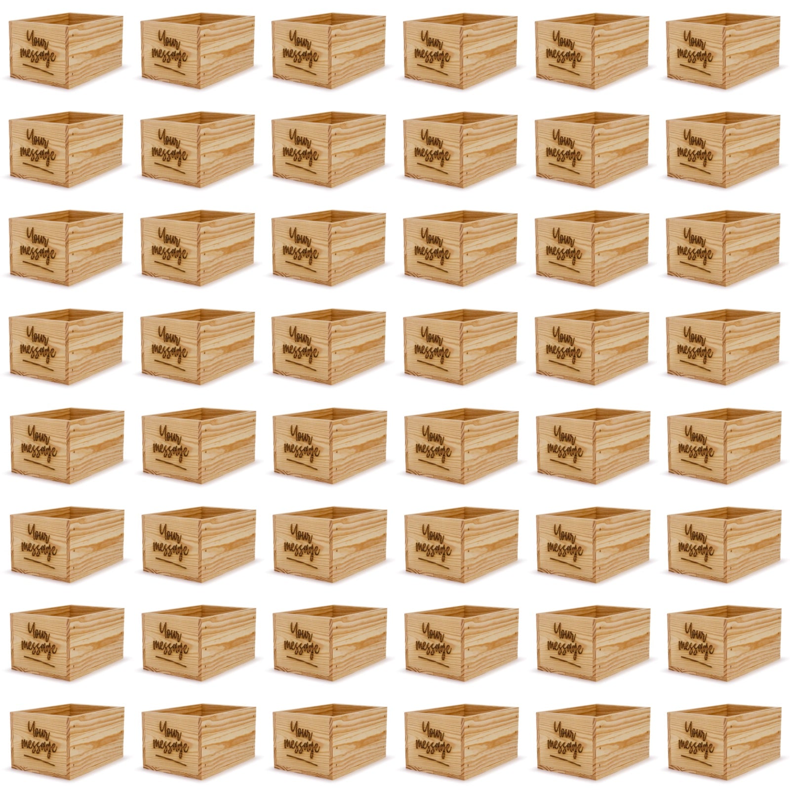 48 Small wooden crates with custom message 9x6.25x5.25