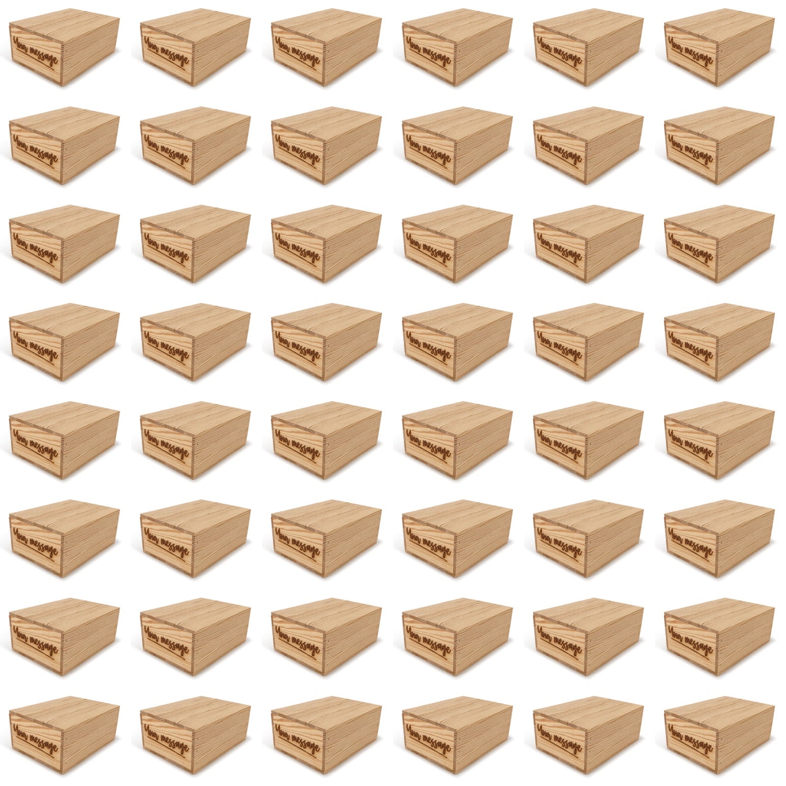 48 Small wooden crates with lid and custom message 10x8x4.25