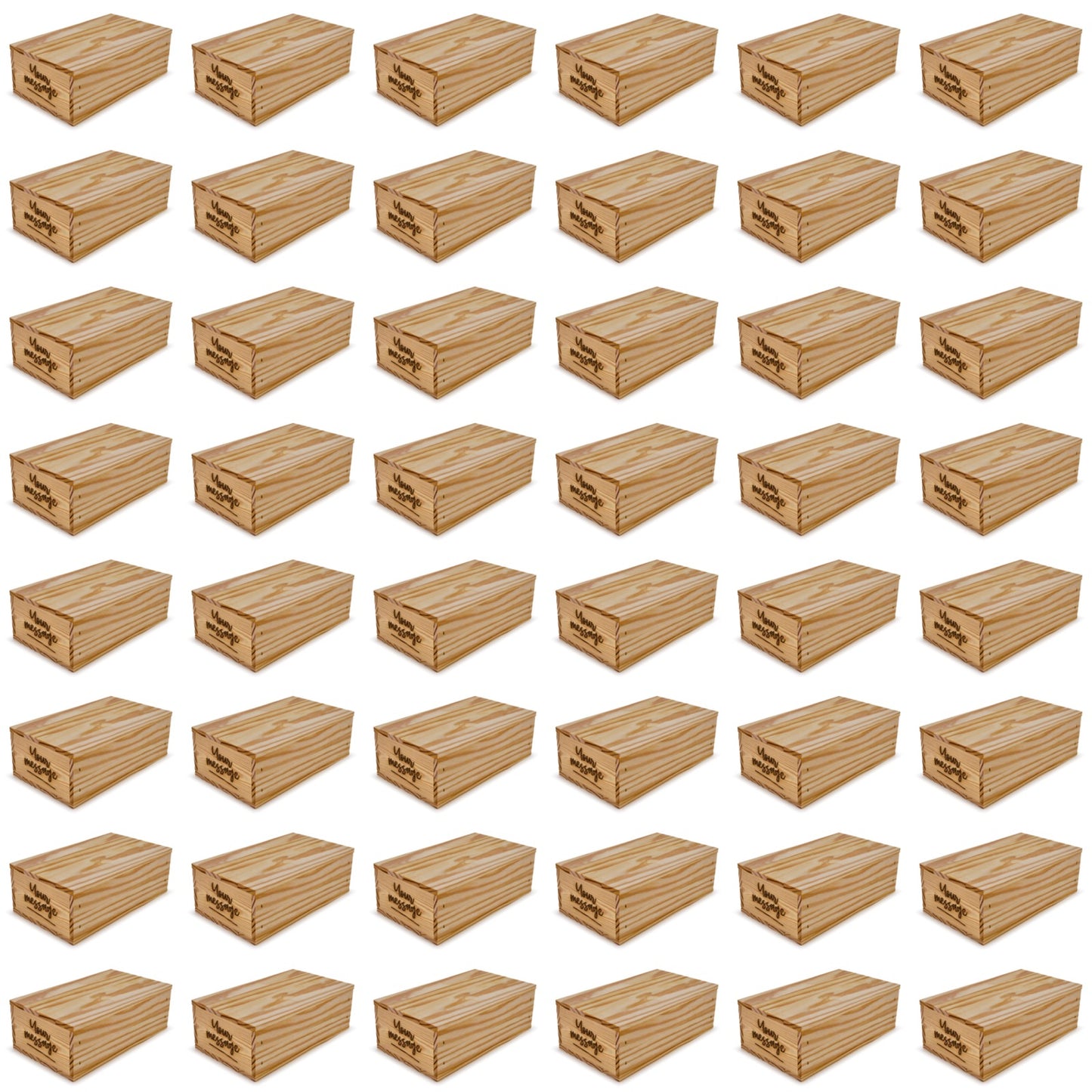 48 Small wooden crates with lid and custom message 11x6.25x3.5