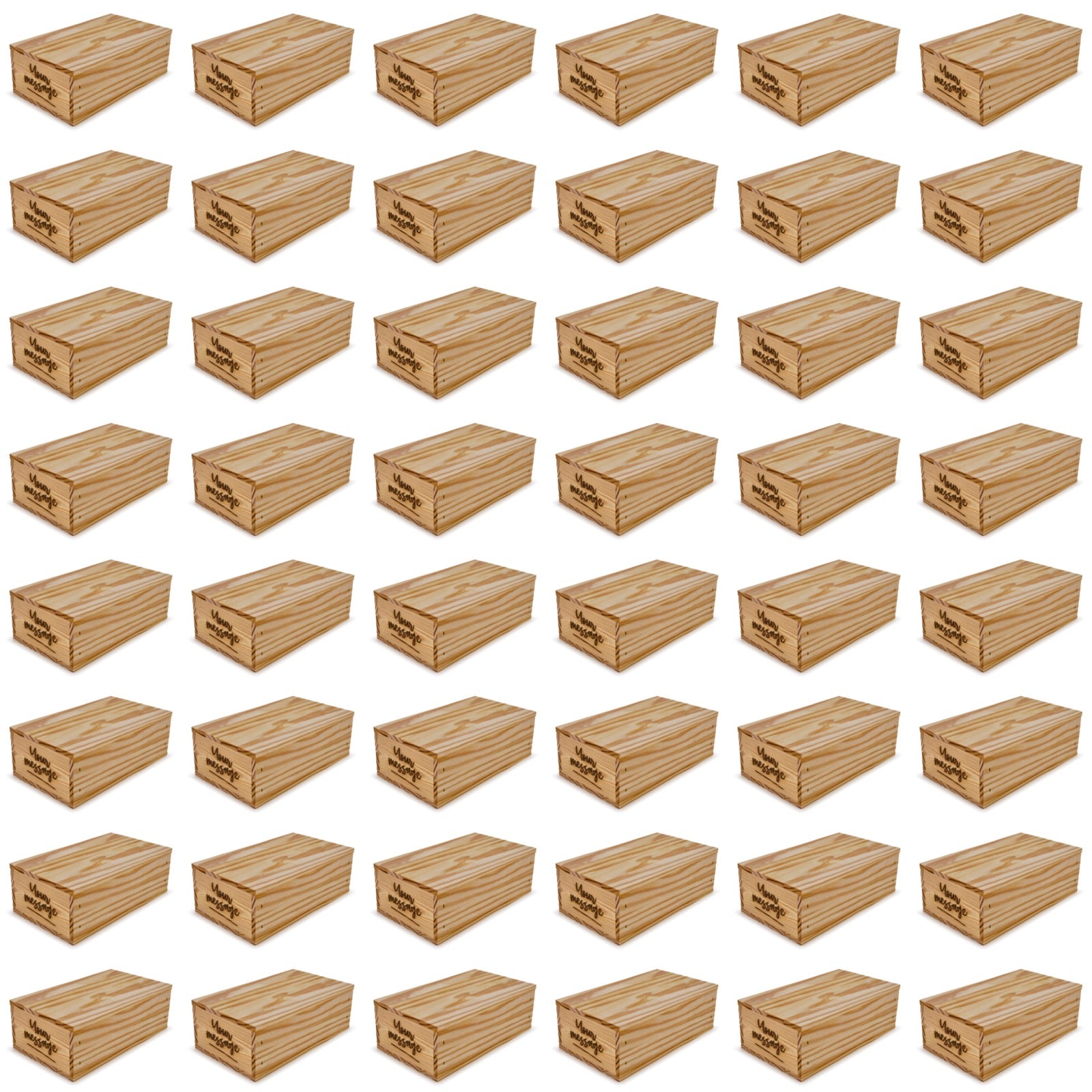 48 Small wooden crates with lid and custom message 11x6.25x3.5