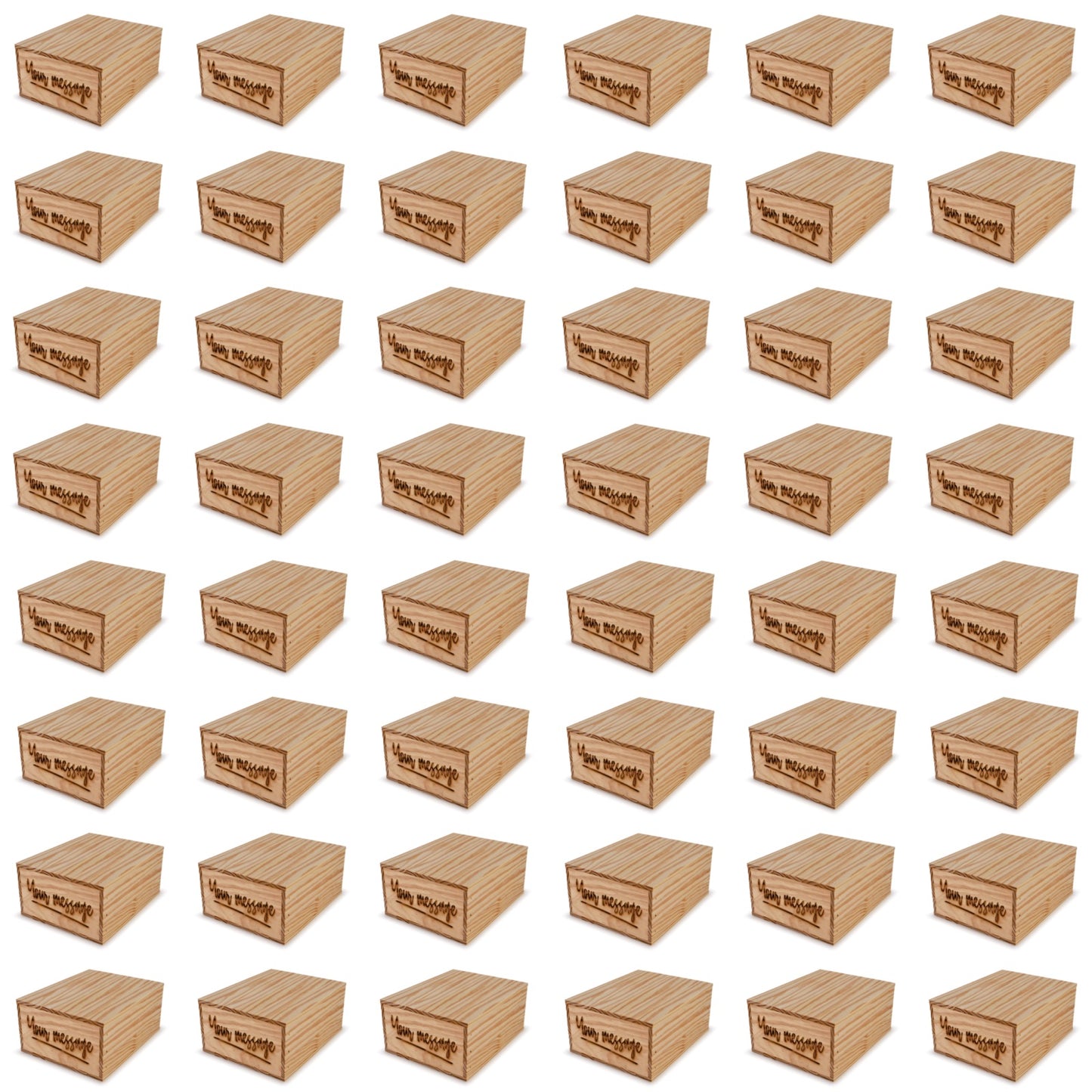 48 Small wooden crates with lid and custom message 12x9.75x5.25