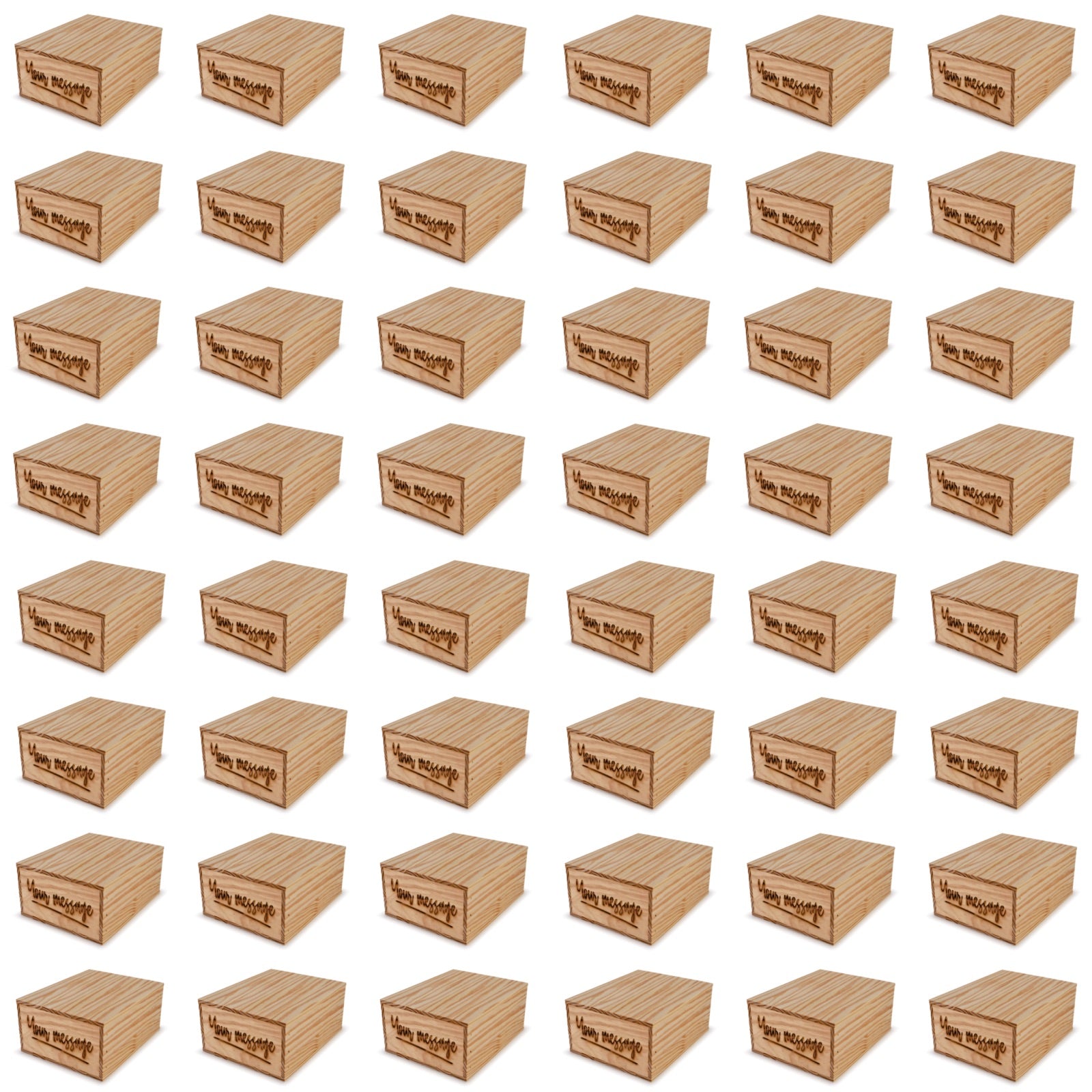 48 Small wooden crates with lid and custom message 12x9.75x5.25