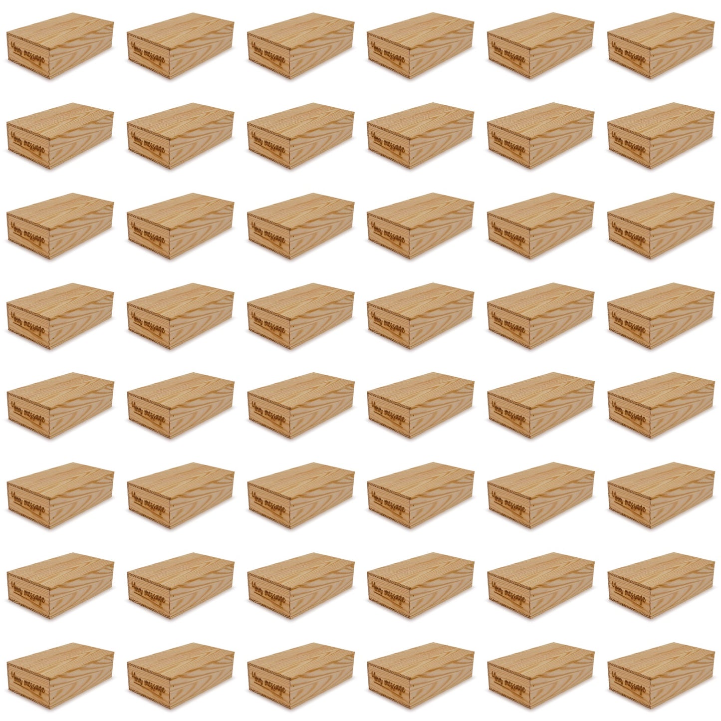 48 Small wooden crates with lid and custom message 13x7.5x3.5