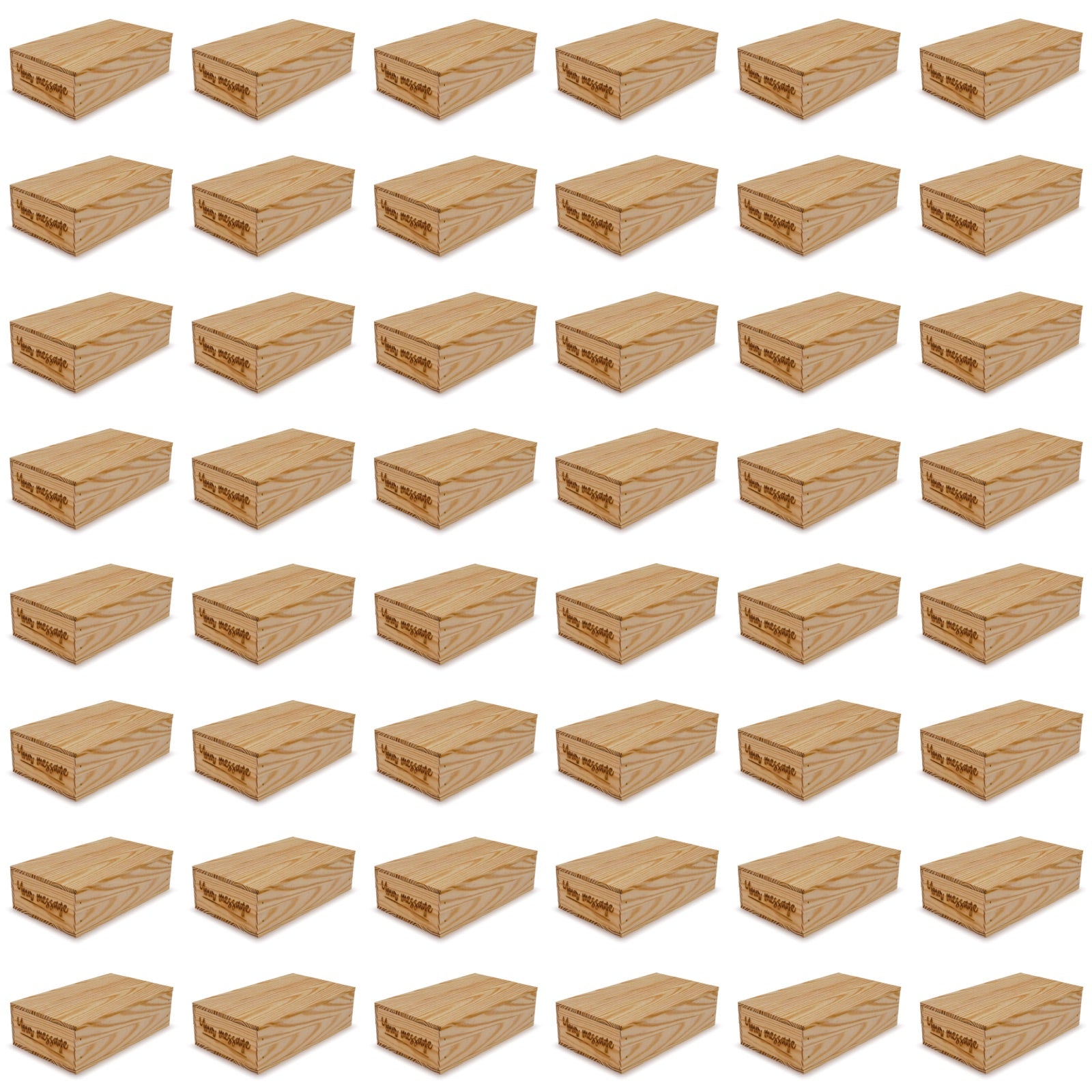48 Small wooden crates with lid and custom message 13x7.5x3.5