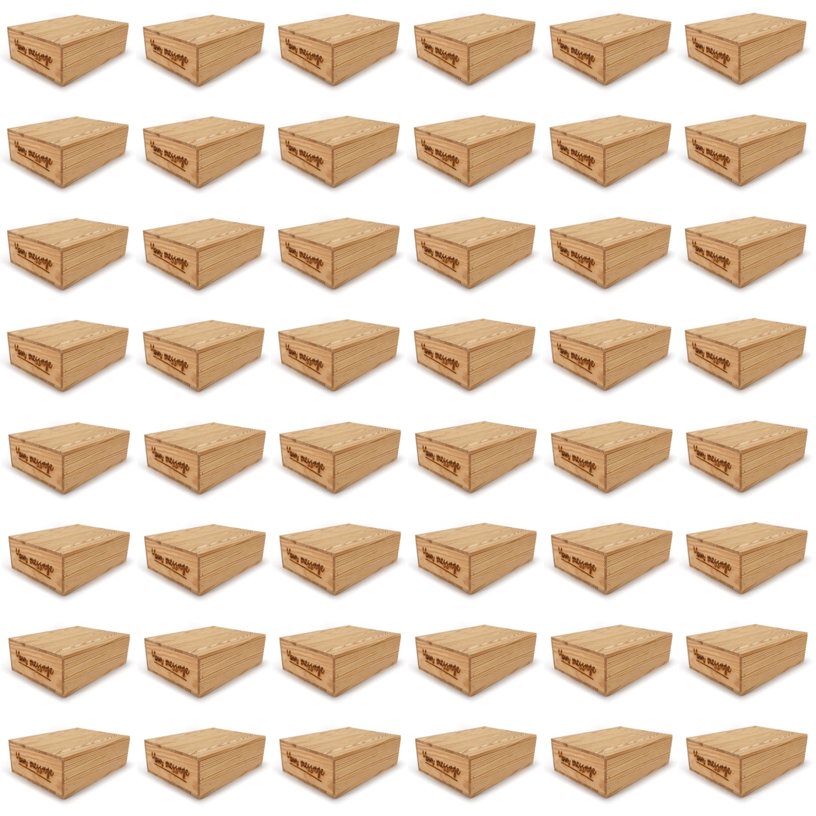 48 Small wooden crates with lid and custom message 14x10x4.25