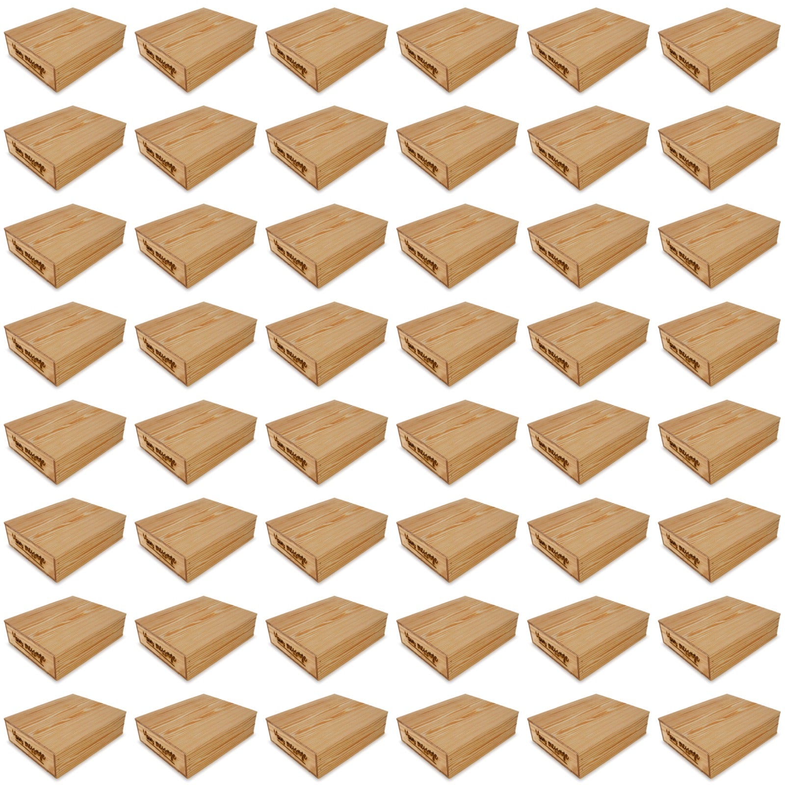 48 Small wooden crates with lid and custom message 14x11.5x3.5