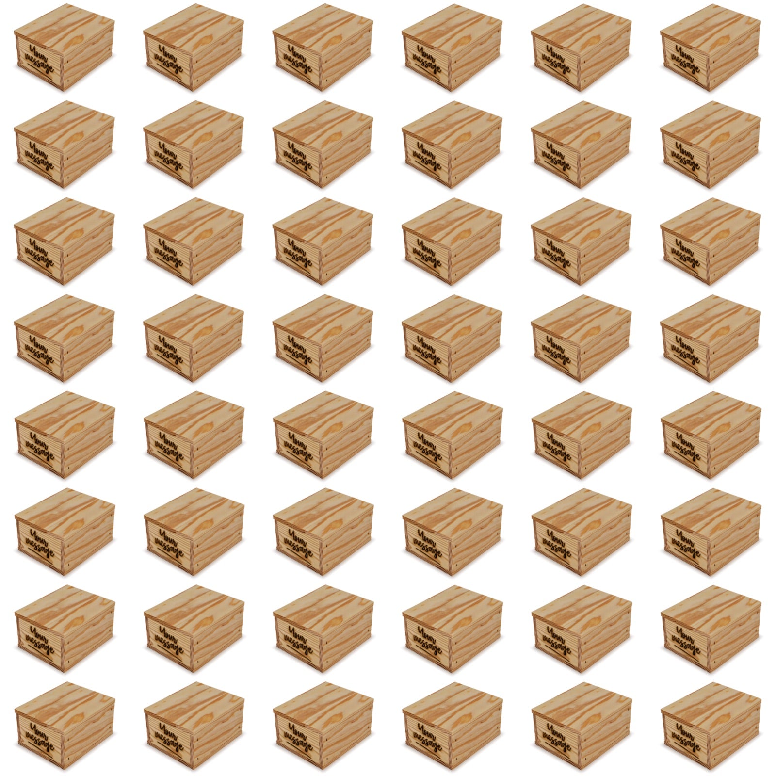 48 Small wooden crates with lid and custom message 5x4.5x2.75