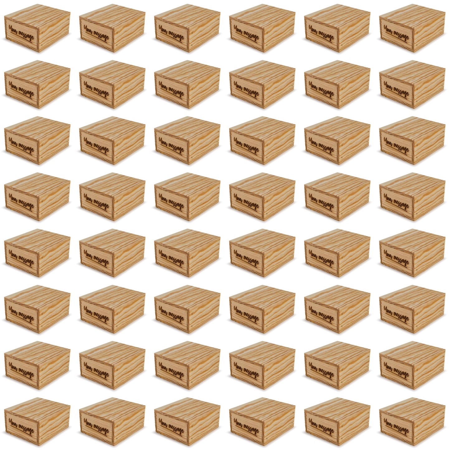 48 Small wooden crates with lid and custom message 6x5.5x2.75