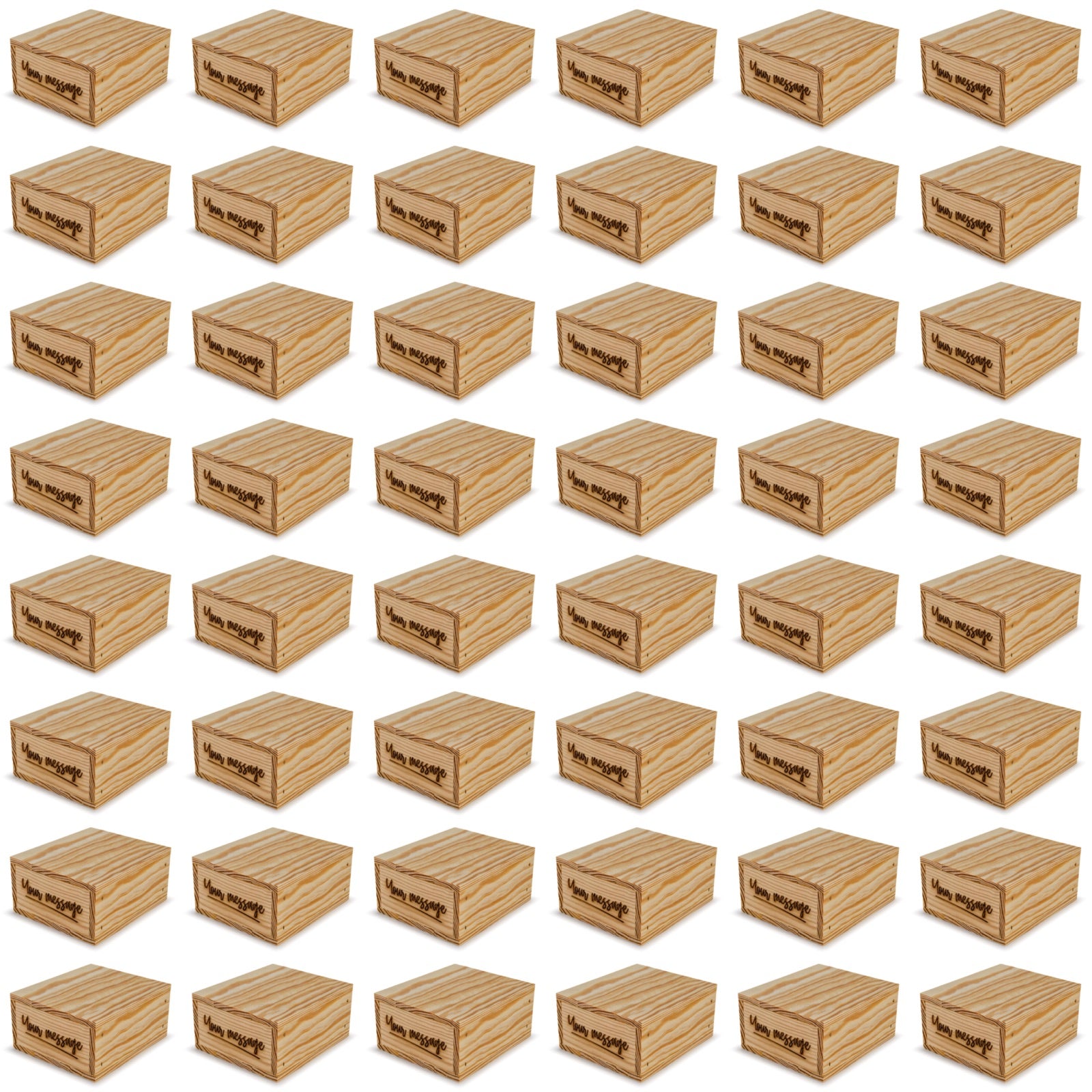 48 Small wooden crates with lid and custom message 6x5.5x2.75