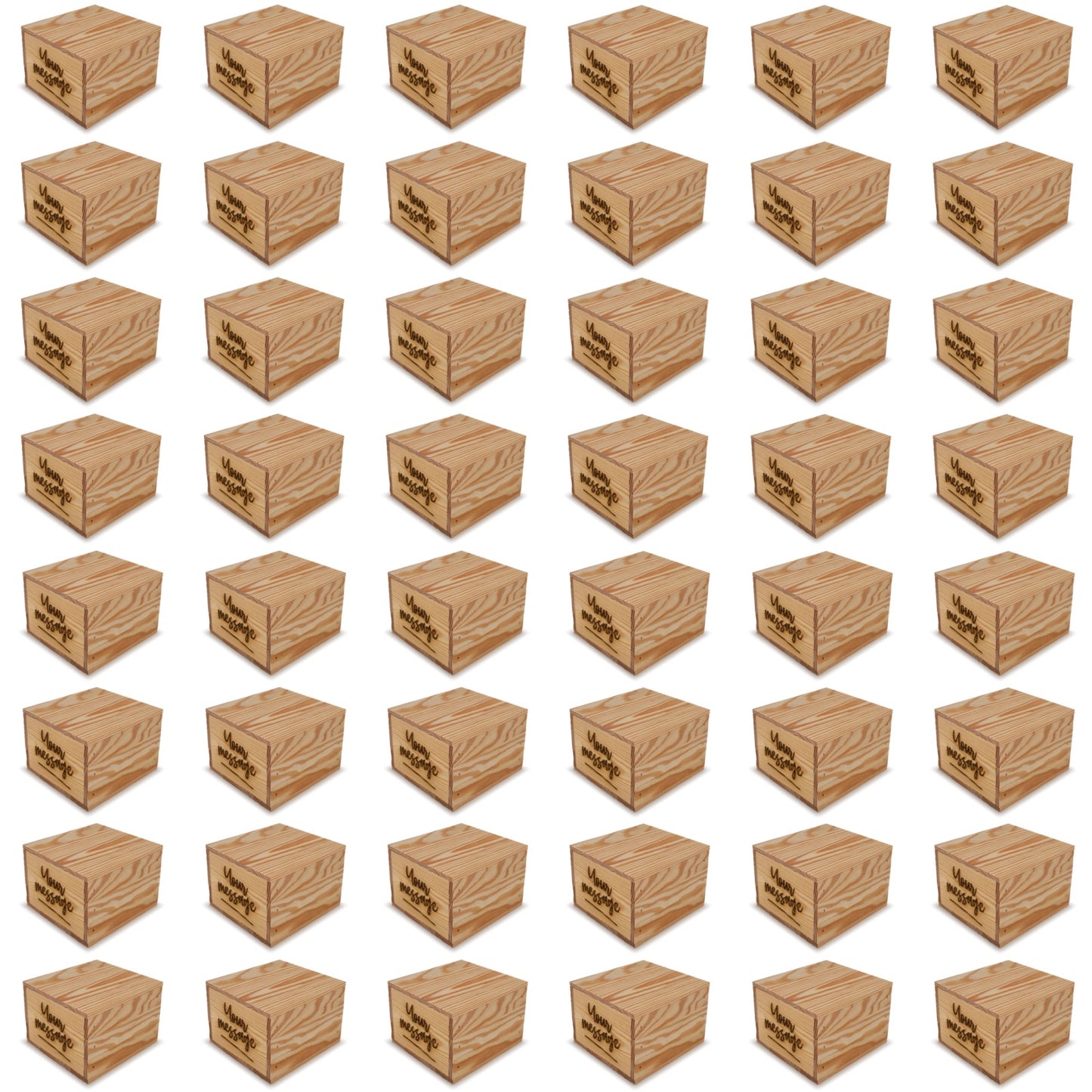 48 Small wooden crates with lid and custom message 6x6.25x5.25