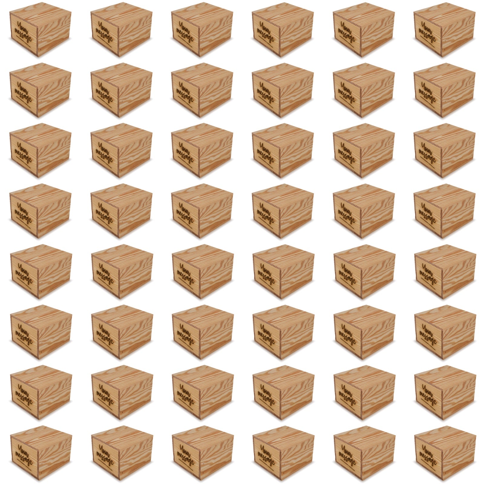 48 Small wooden crates with lid and custom message 6x6.25x5.25