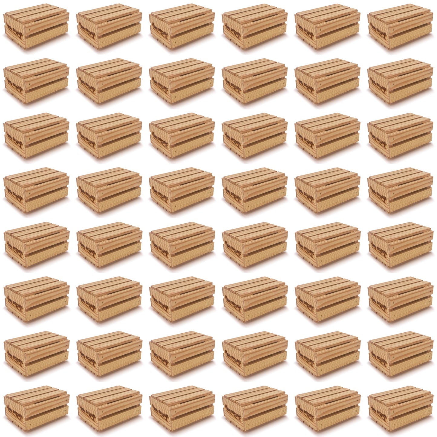 48 Small wooden crates with lid and custom message 7.125x5.5x3.5