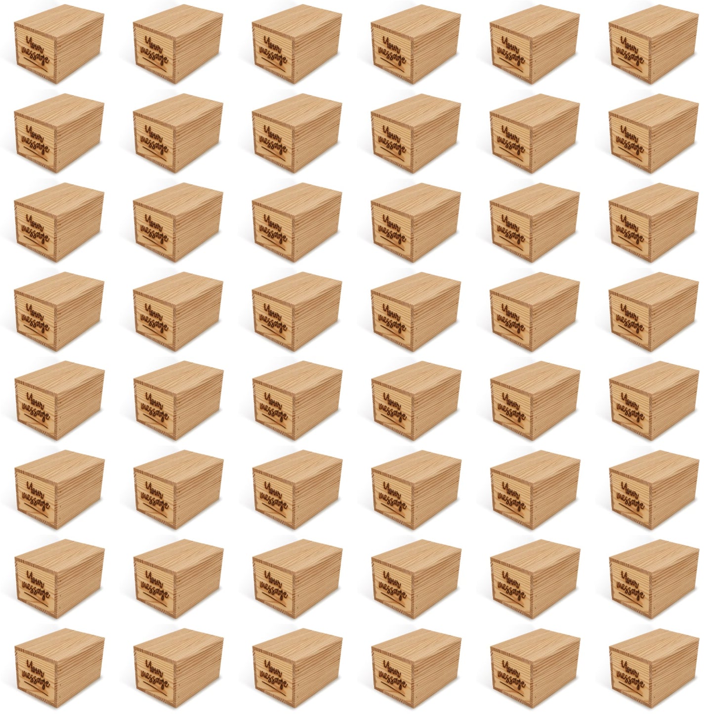 48 Small wooden crates with lid and custom message 7x5x4.25