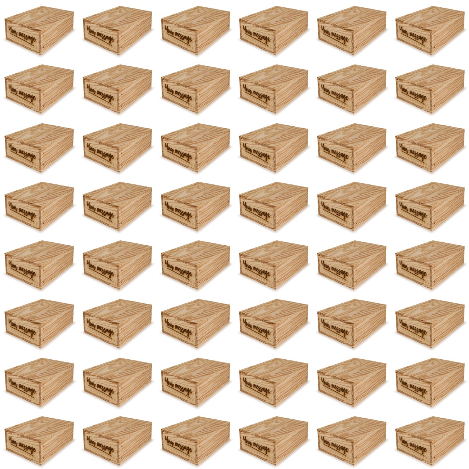 48 Small wooden crates with lid and custom message 8x6.25x2.75