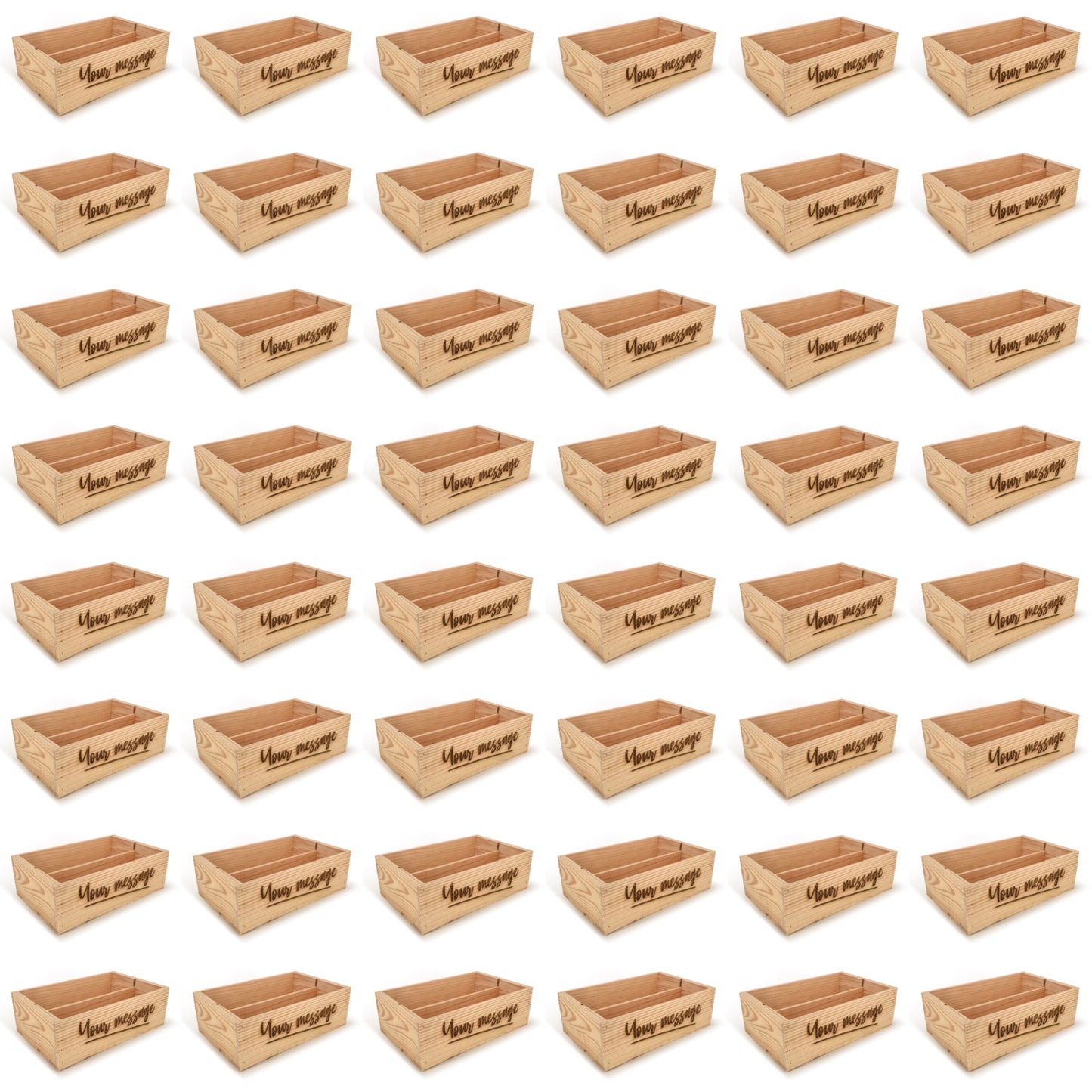 48 Two Bottle Wine Crate Boxes with Custom Message 14x9x4.5